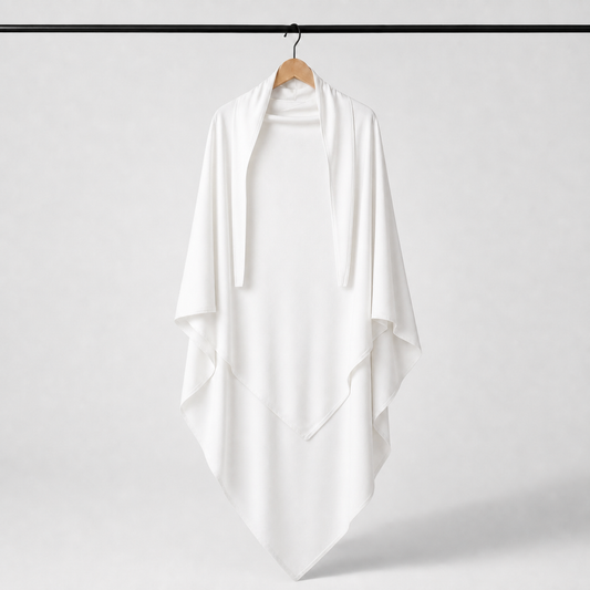 Khimar jersey premium 20CAJP blanc – vue complète sur cintre