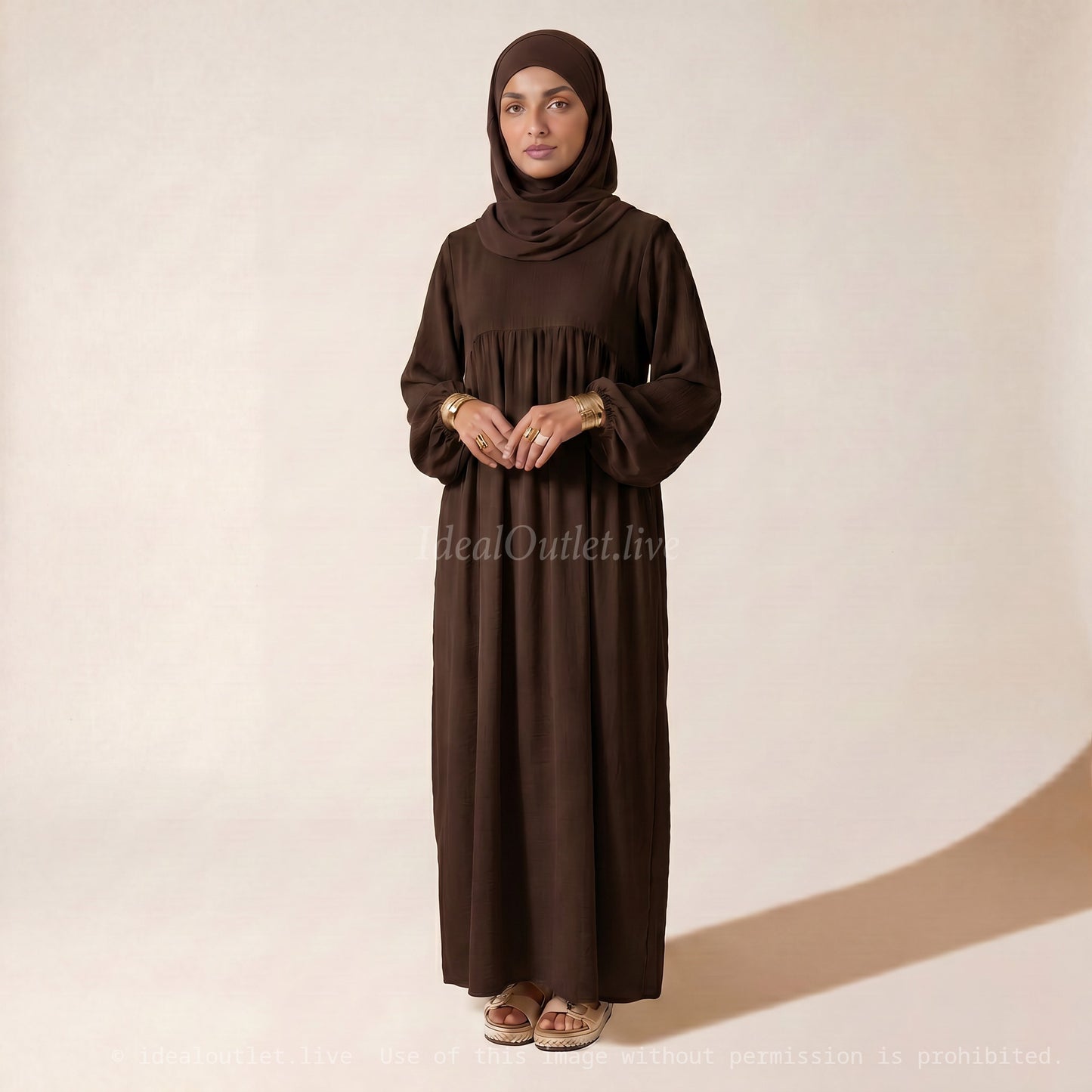 L'Élégance au Quotidien, Abaya Manches Ballon en Tissu Jazz, Chic et Mastour, 2379JZ