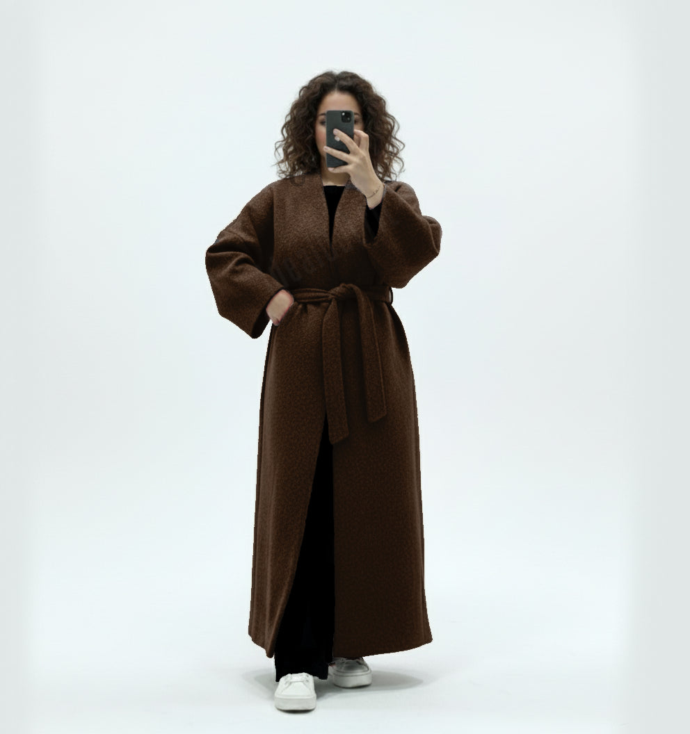 Long Belted Wool-Style Coat REF: Ma 2518 - Flared, Loose and Elegant Cut