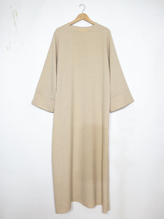 Abaya manche large en lin pour 185cm REF: RoL2352lin- Abaya Longue style Lin manche évasé