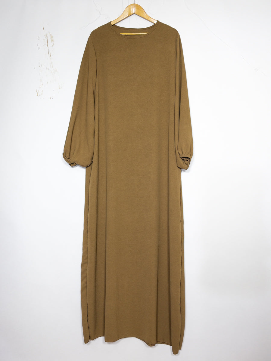 Abaya šaty ref RoL2370jazz - Dlouhá abaya z látky jazz, prodloužená velikost pro ženy 185cm, splývavý design s balonovými rukávy