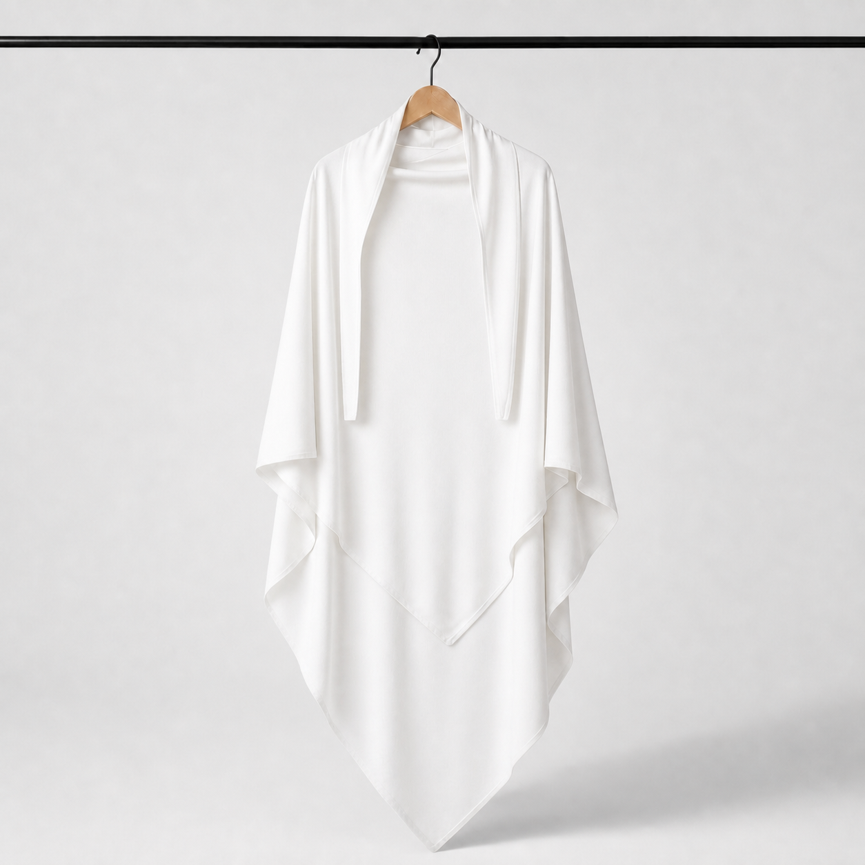 Khimar jersey premium 20CAJP blanc – vue complète sur cintre