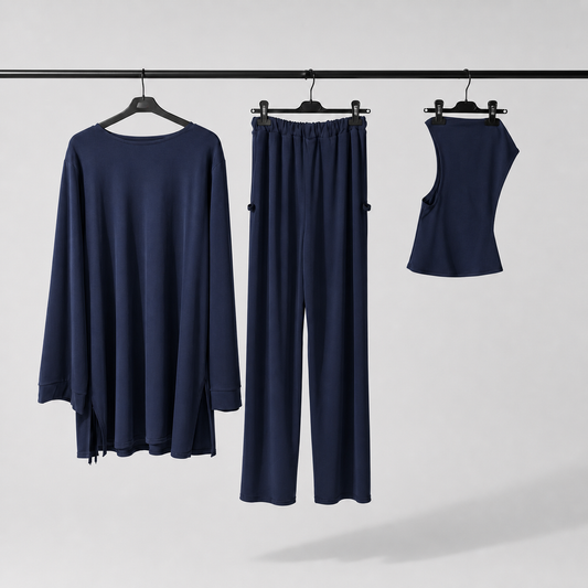 Ensemble burkini 3 pièces 22ENJP marine – vue complète Studio E5