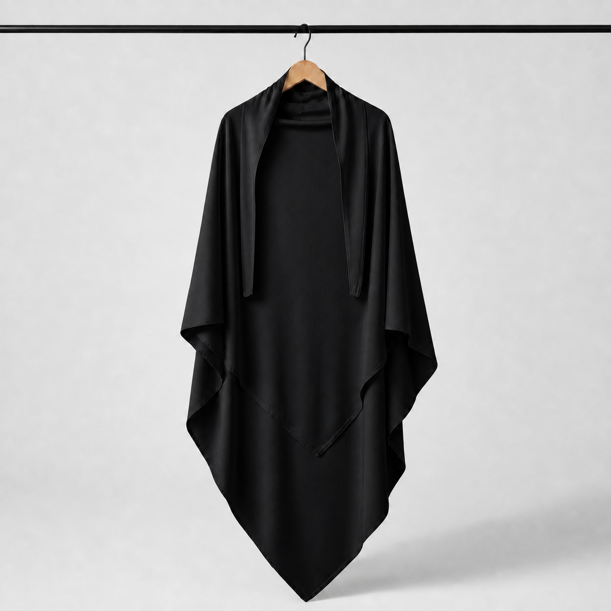 Khimar jersey premium 20CAJP noir – vue complète sur cintre