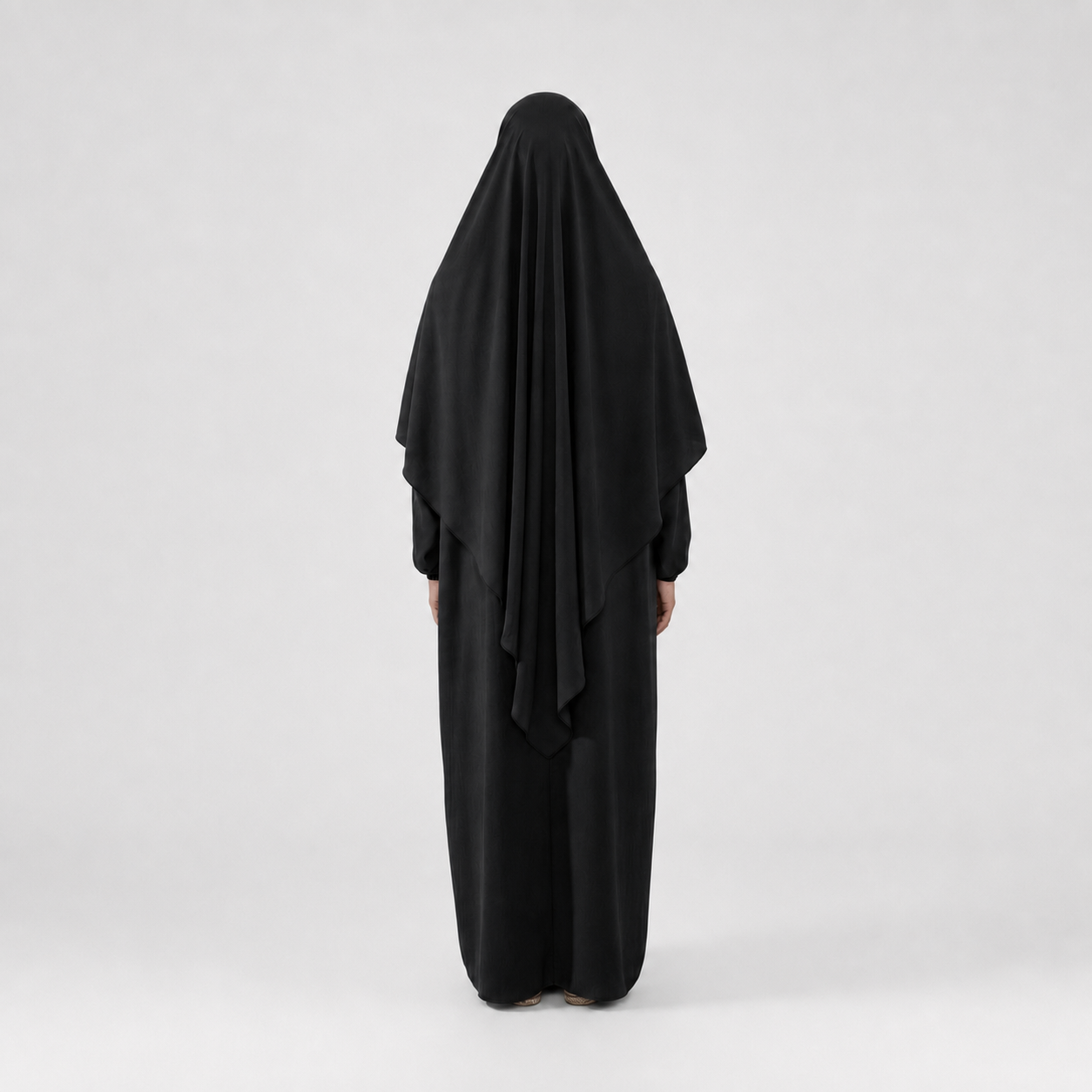 Khimar jersey premium 20CAJP noir – vue portée de dos