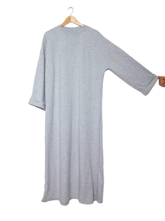 Poly-Cotton Dress Ref: RO2502 - Ample Long-Sleeve Dress in Thick Poly-Cotton, Comfortable and Elegant
