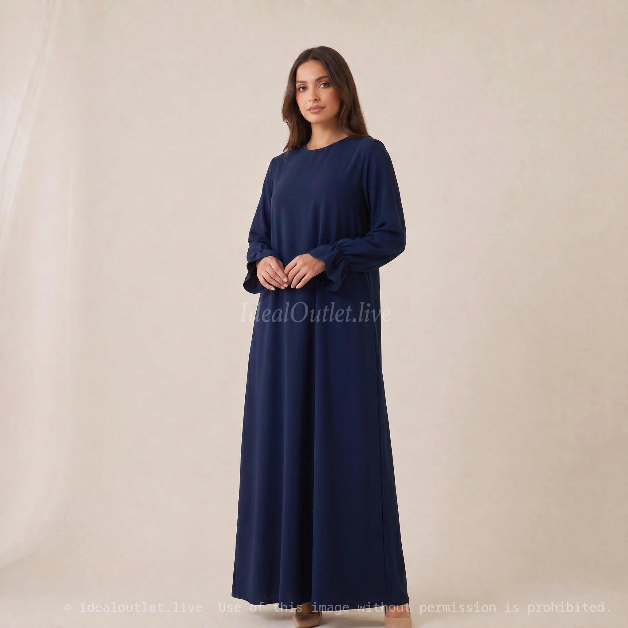 Élégance sans effort, Robe longue manches volantées, Mode modeste, Taille unique 38-44, RO2316JAZZ