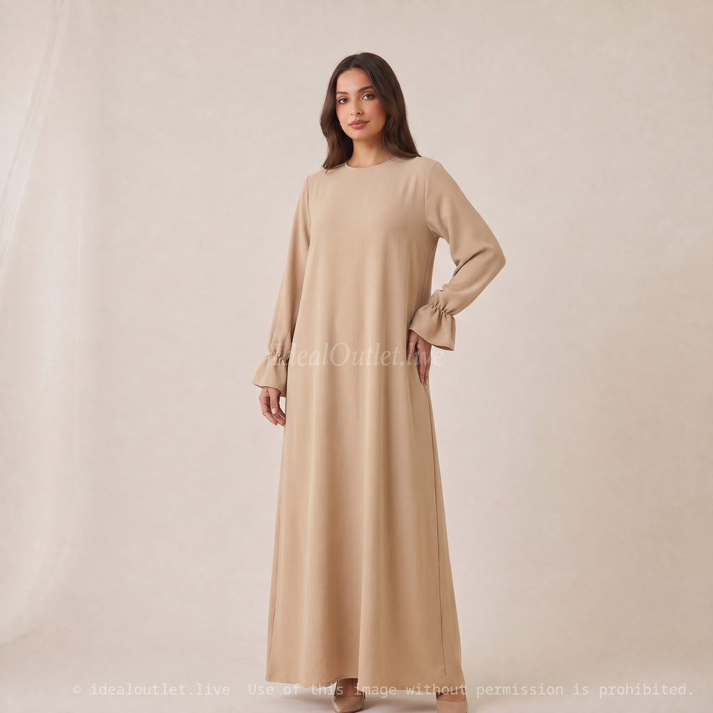 Élégance sans effort, Robe longue manches volantées, Mode modeste, Taille unique 38-44, RO2316JAZZ
