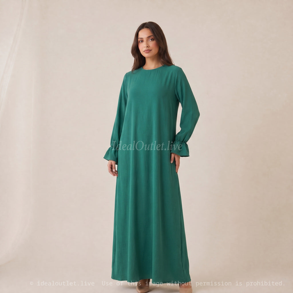 Élégance sans effort, Robe longue manches volantées, Mode modeste, Taille unique 38-44, RO2316JAZZ