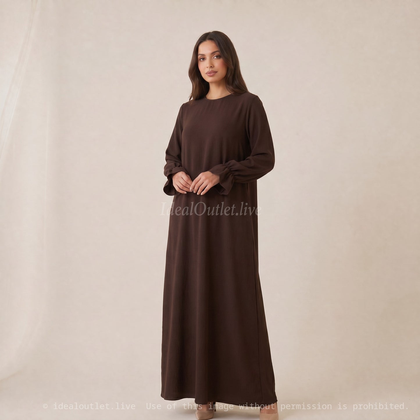 Effortless Elegance, Long Dress with Ruffled Sleeves, Modest Fashion, One Size 38-44, RO2316JAZZ