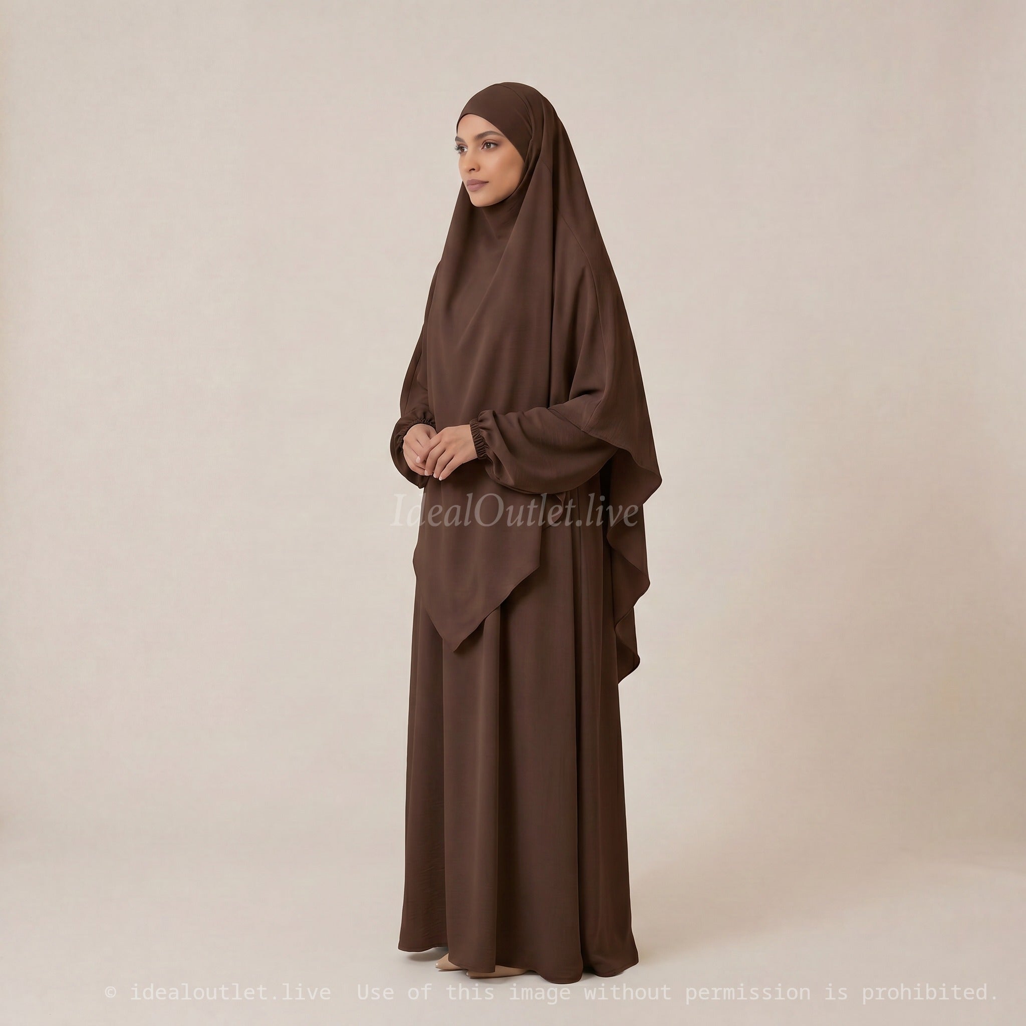 L'Ensemble de prière, Abaya Khimar 2 pièces en Tissu Jazz, Mastour et Pratique, 2326-2501JAZZ