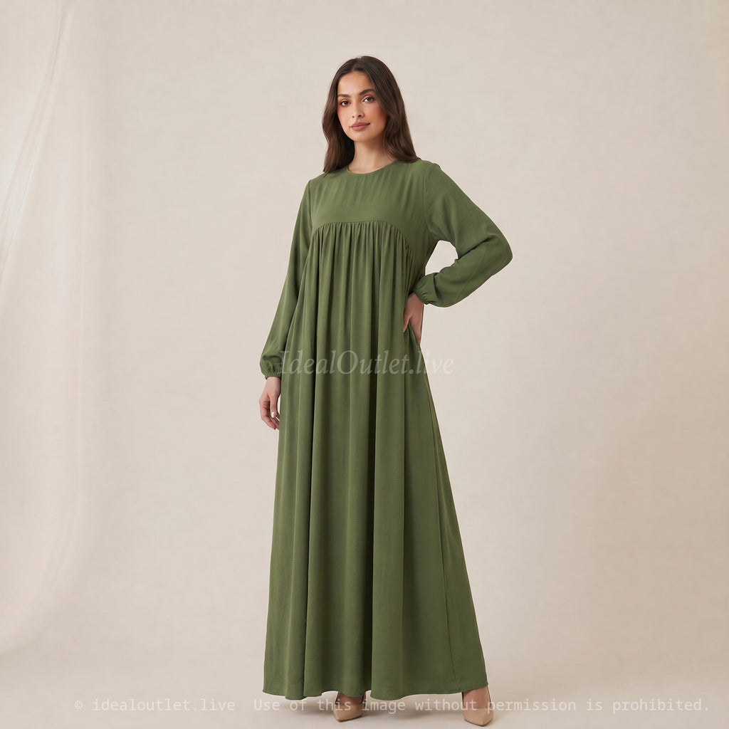 Confort et élégance fluide, Robe longue en tissu jazz, Mode modeste, Taille unique 38-44, RO2326JAZZ