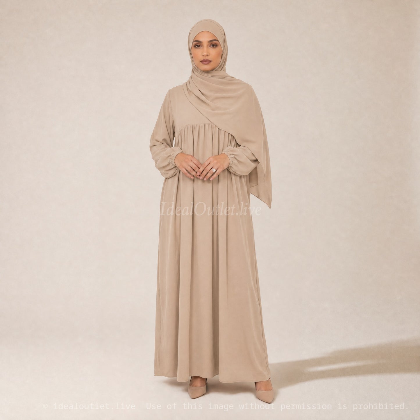 Long Abaya for Women in Medina Silk, Flowing and Soft Fabric, Loose and Elegant Cut, 2326PK