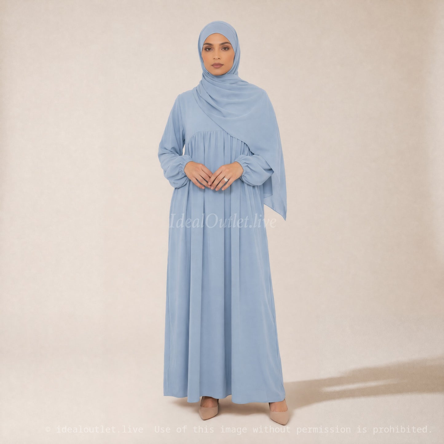 Long Abaya for Women in Medina Silk, Flowing and Soft Fabric, Loose and Elegant Cut, 2326PK