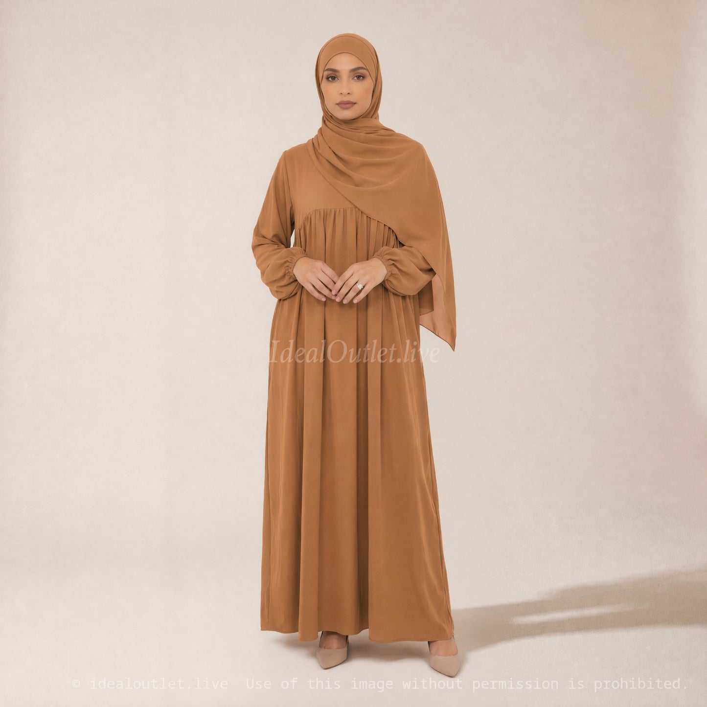 Long Abaya for Women in Medina Silk, Flowing and Soft Fabric, Loose and Elegant Cut, 2326PK
