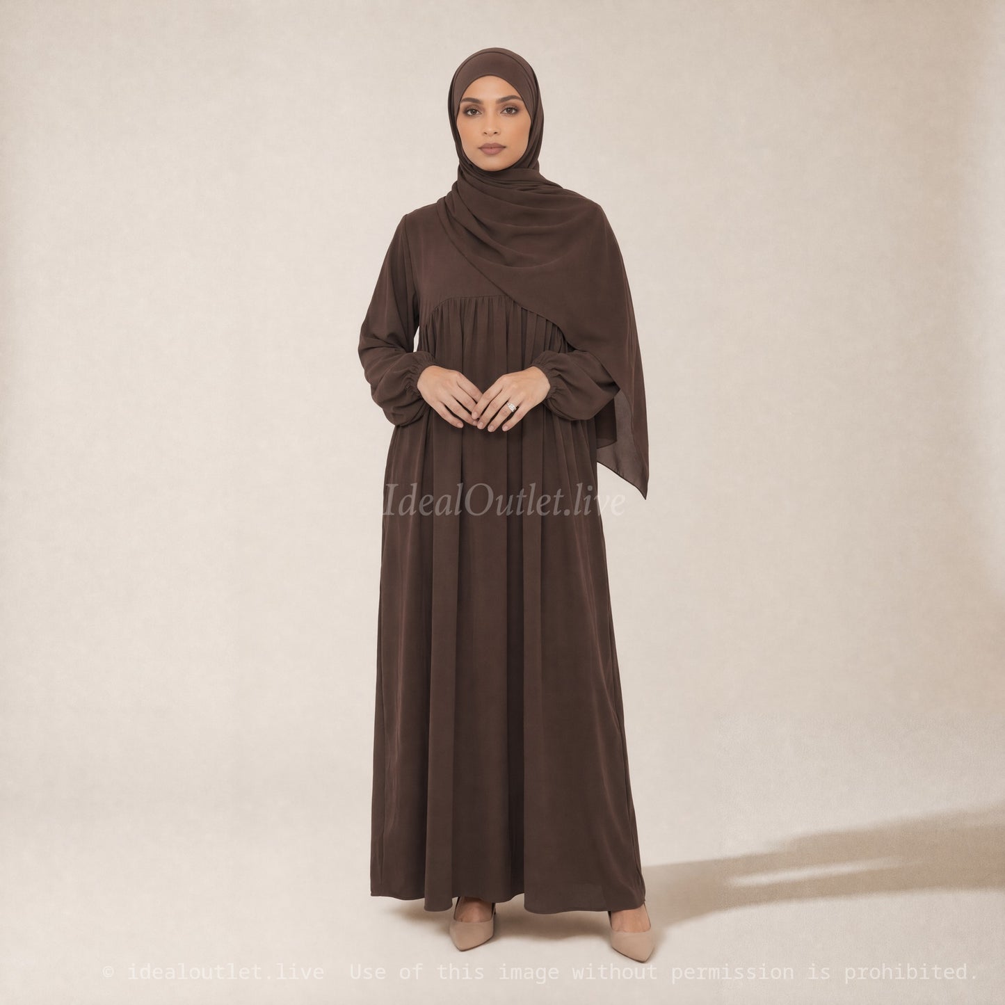 Long Abaya for Women in Medina Silk, Flowing and Soft Fabric, Loose and Elegant Cut, 2326PK