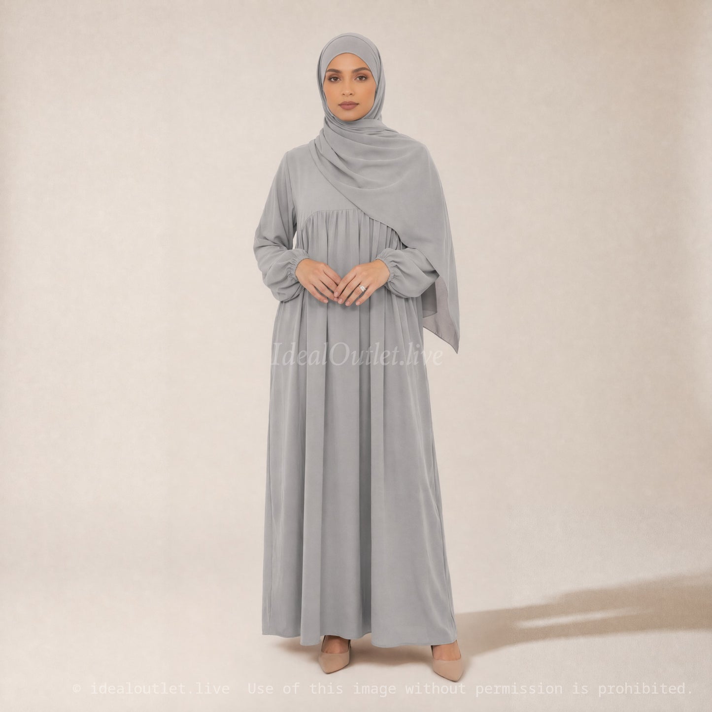 Long Abaya for Women in Medina Silk, Flowing and Soft Fabric, Loose and Elegant Cut, 2326PK