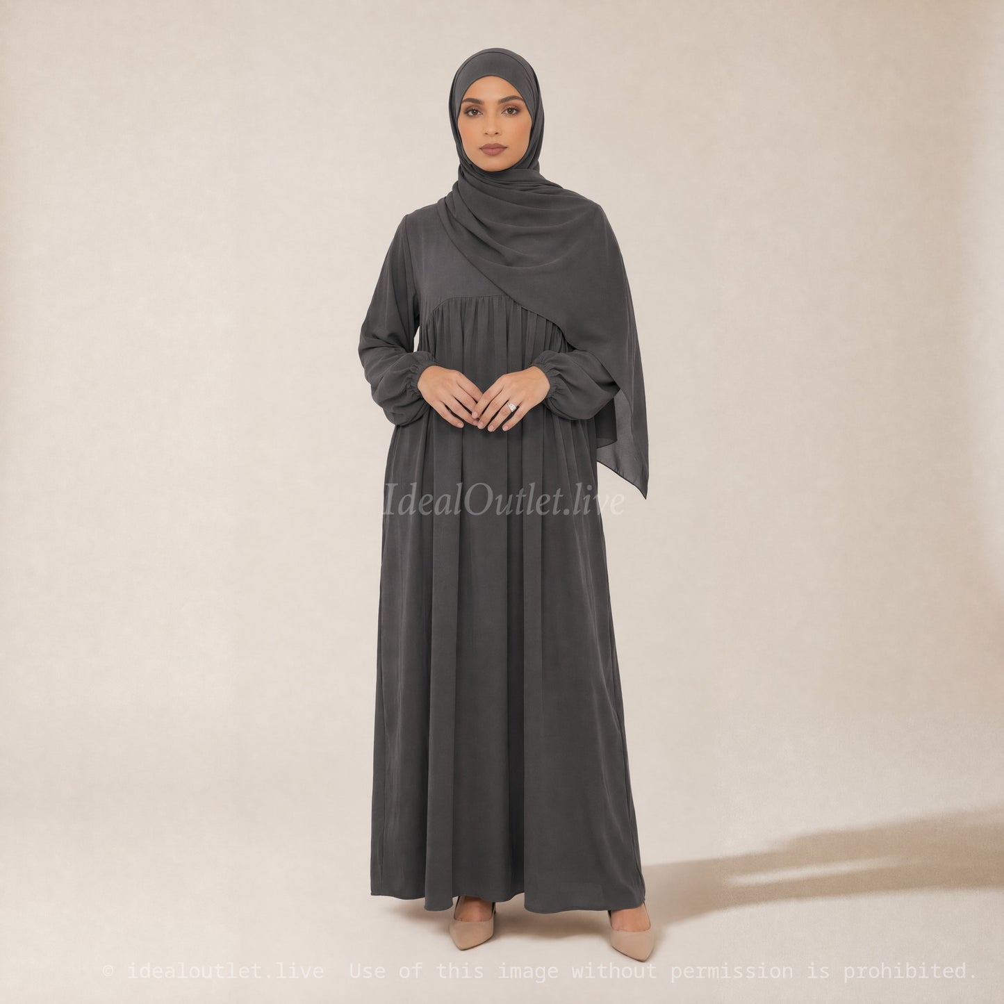 Long Abaya for Women in Medina Silk, Flowing and Soft Fabric, Loose and Elegant Cut, 2326PK