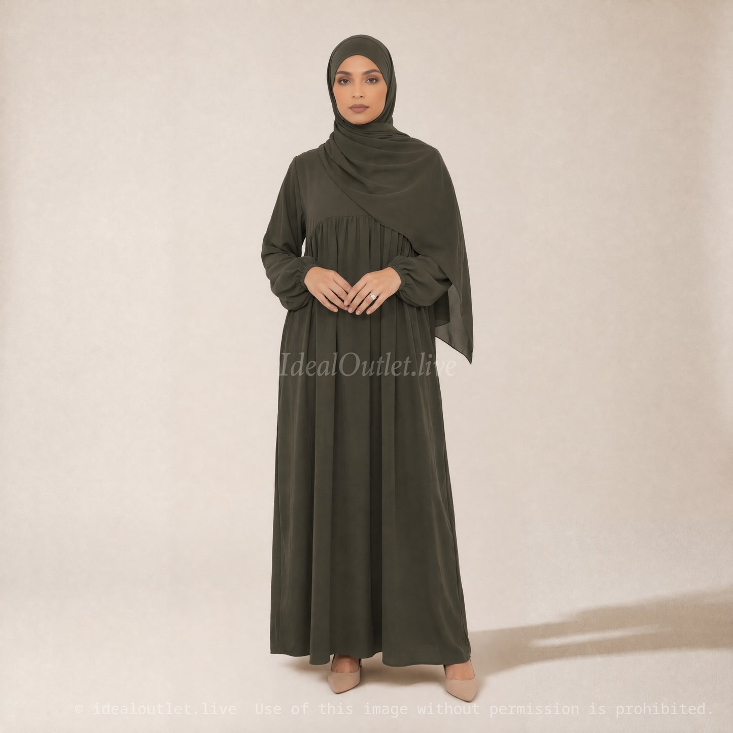 Long Abaya for Women in Medina Silk, Flowing and Soft Fabric, Loose and Elegant Cut, 2326PK
