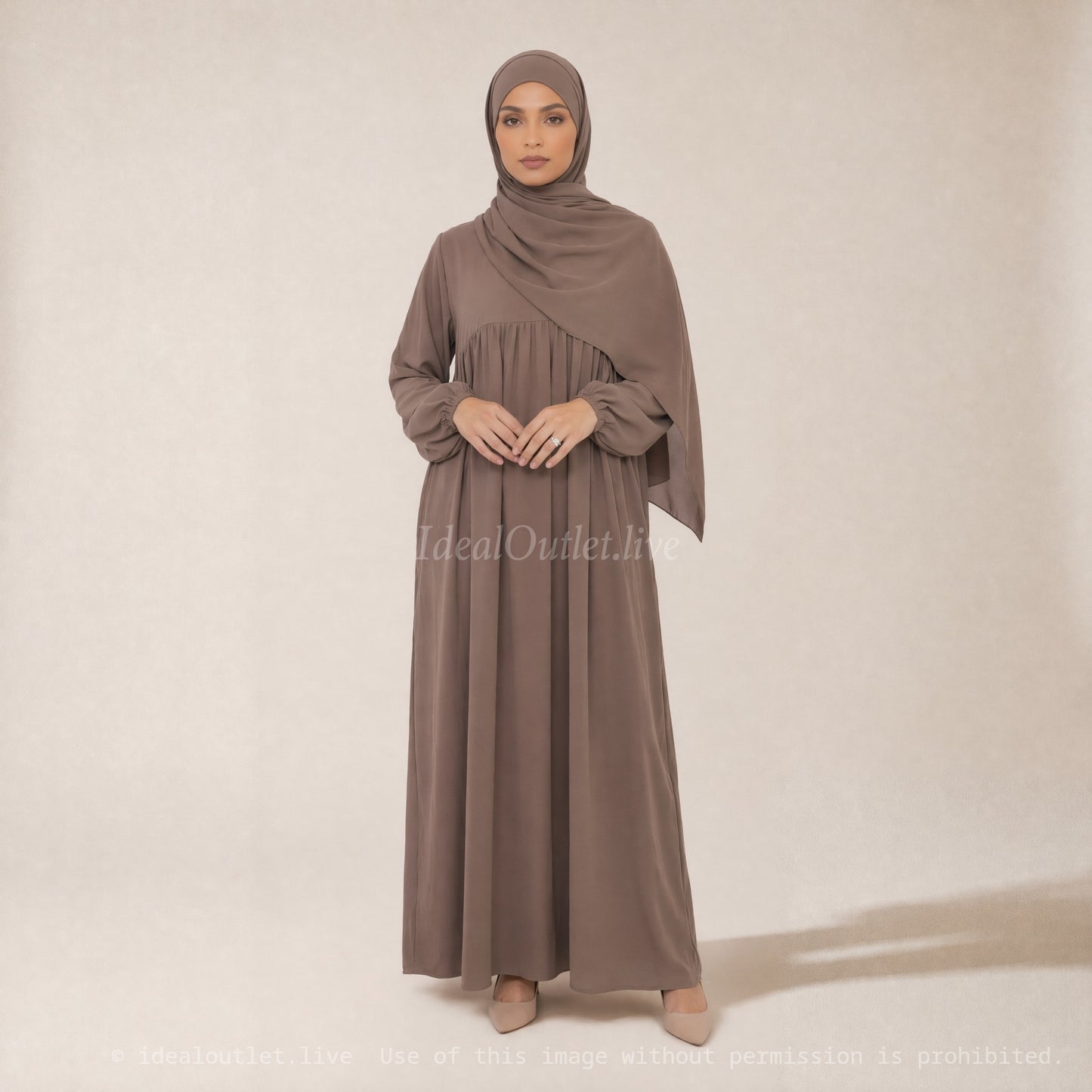 Long Abaya for Women in Medina Silk, Flowing and Soft Fabric, Loose and Elegant Cut, 2326PK