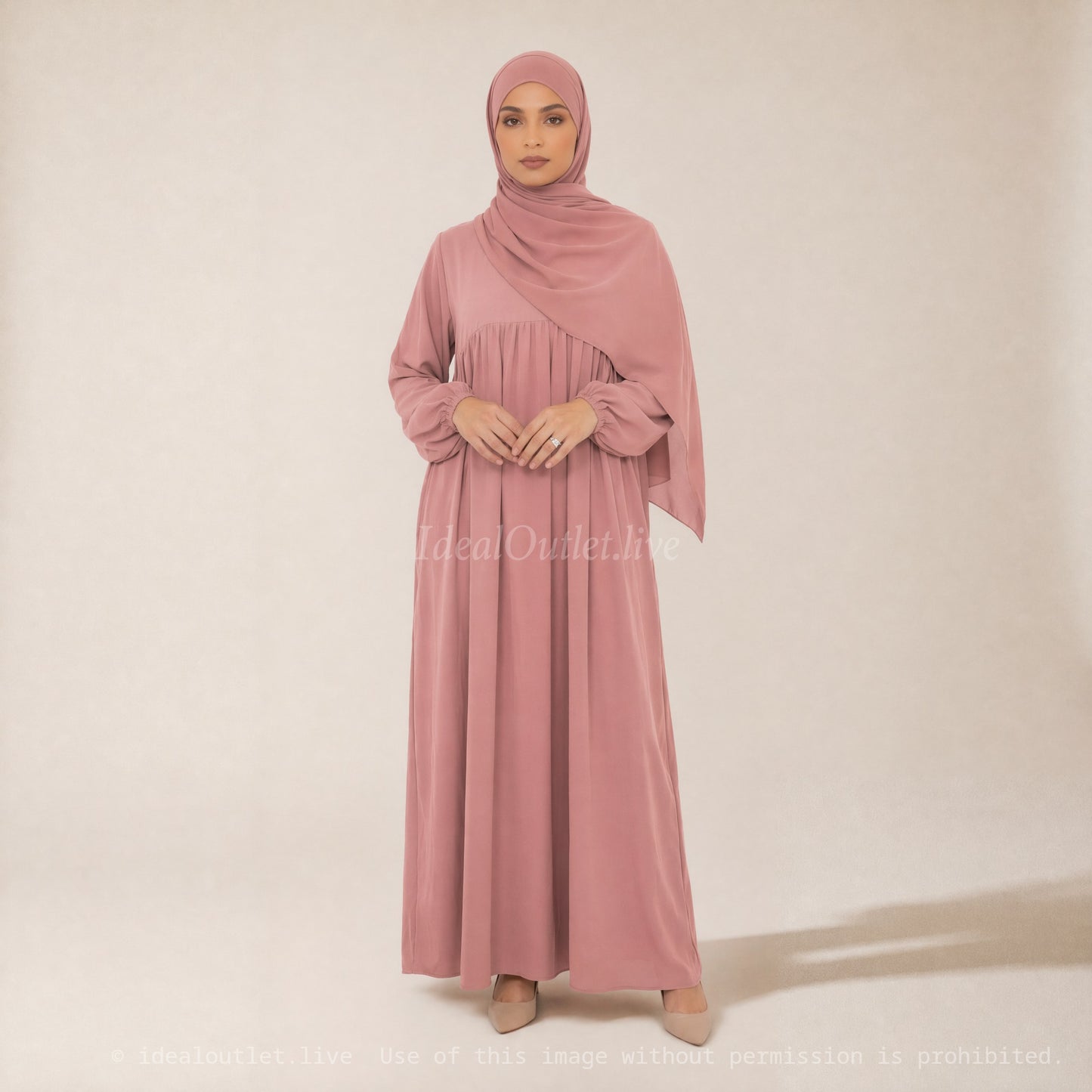 Long Abaya for Women in Medina Silk, Flowing and Soft Fabric, Loose and Elegant Cut, 2326PK