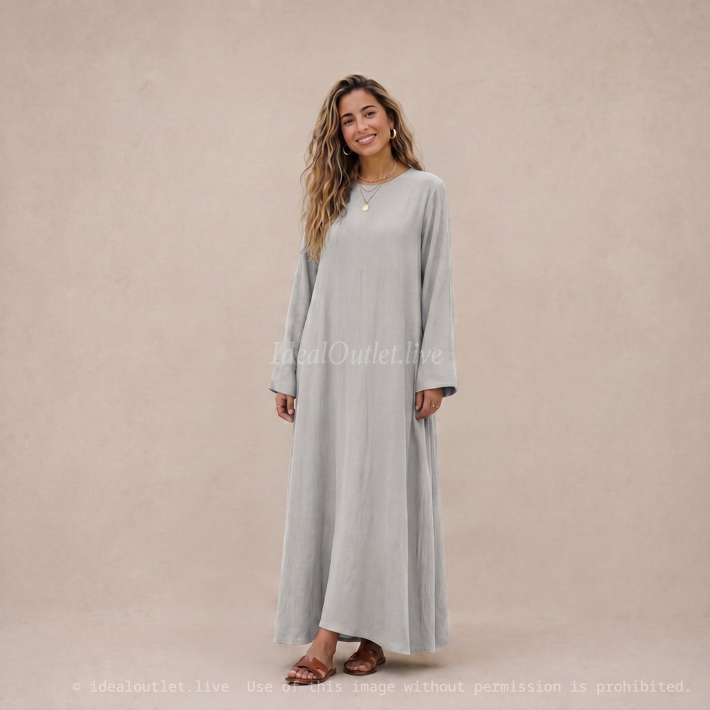 Abaya longue en jazz REF: 2333jazz - Abaya Longue et ample en jazz élégante et confortable