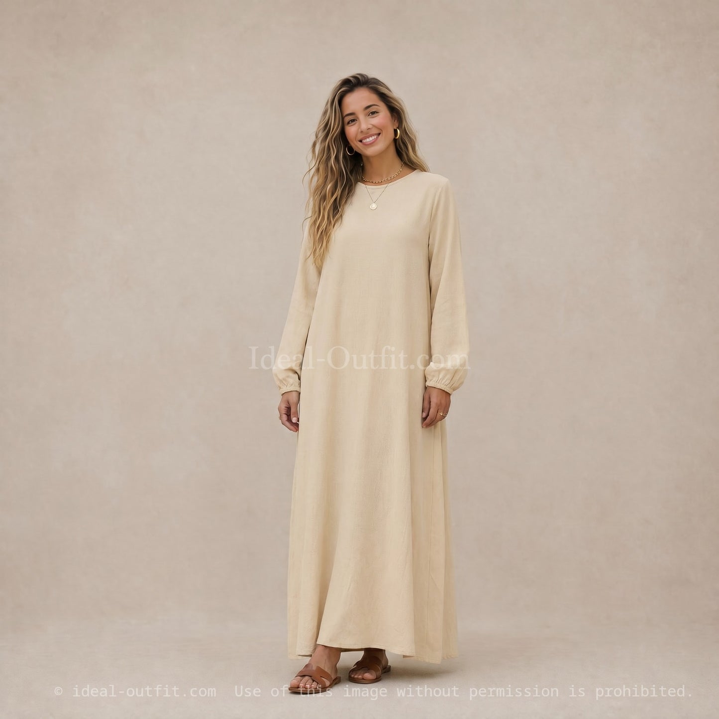 Élégance fluide et infroissable, Robe longue en tissu Jazz, Robe modeste femme, RO2370JAZZ
