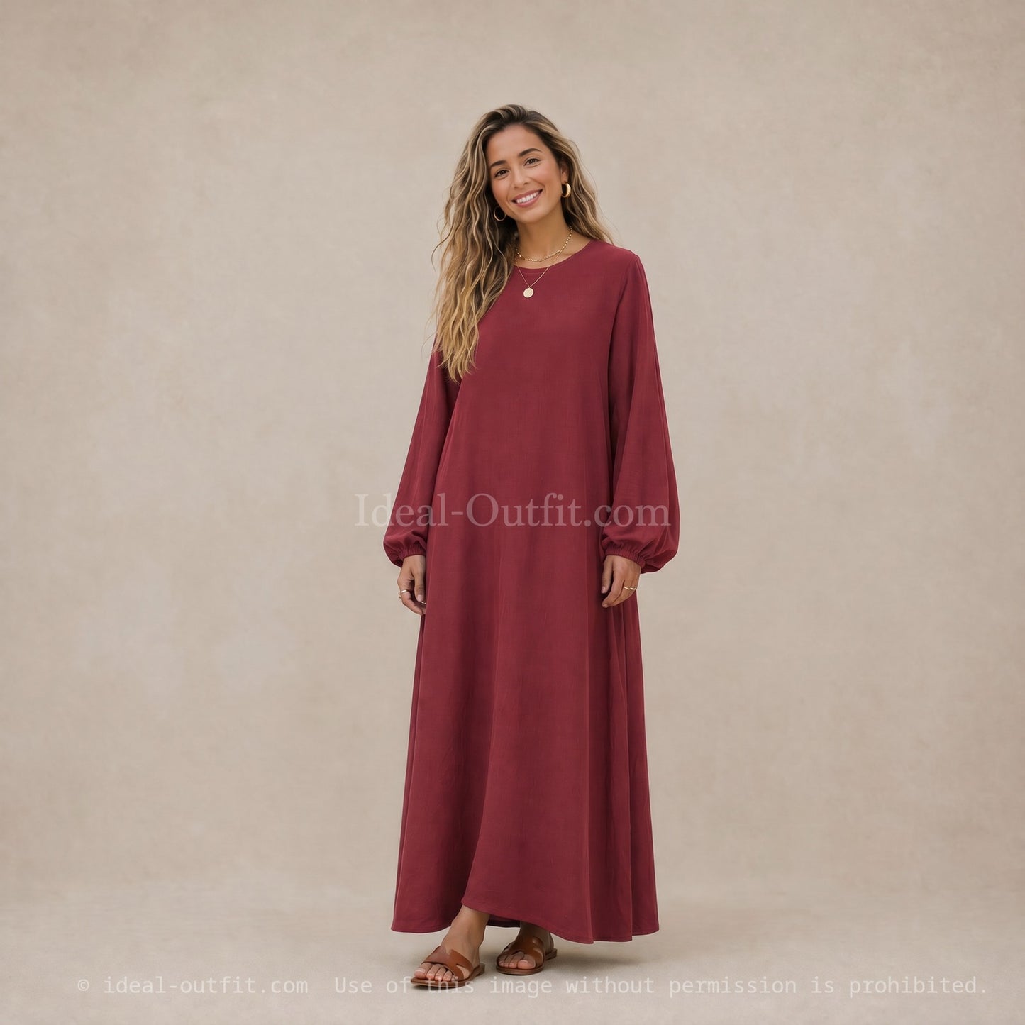 Élégance fluide et infroissable, Robe longue en tissu Jazz, Robe modeste femme, RO2370JAZZ