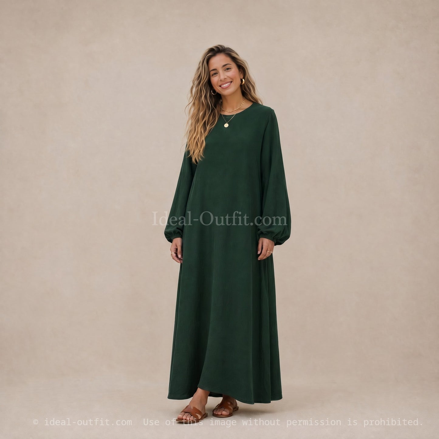 Élégance fluide et infroissable, Robe longue en tissu Jazz, Robe modeste femme, RO2370JAZZ