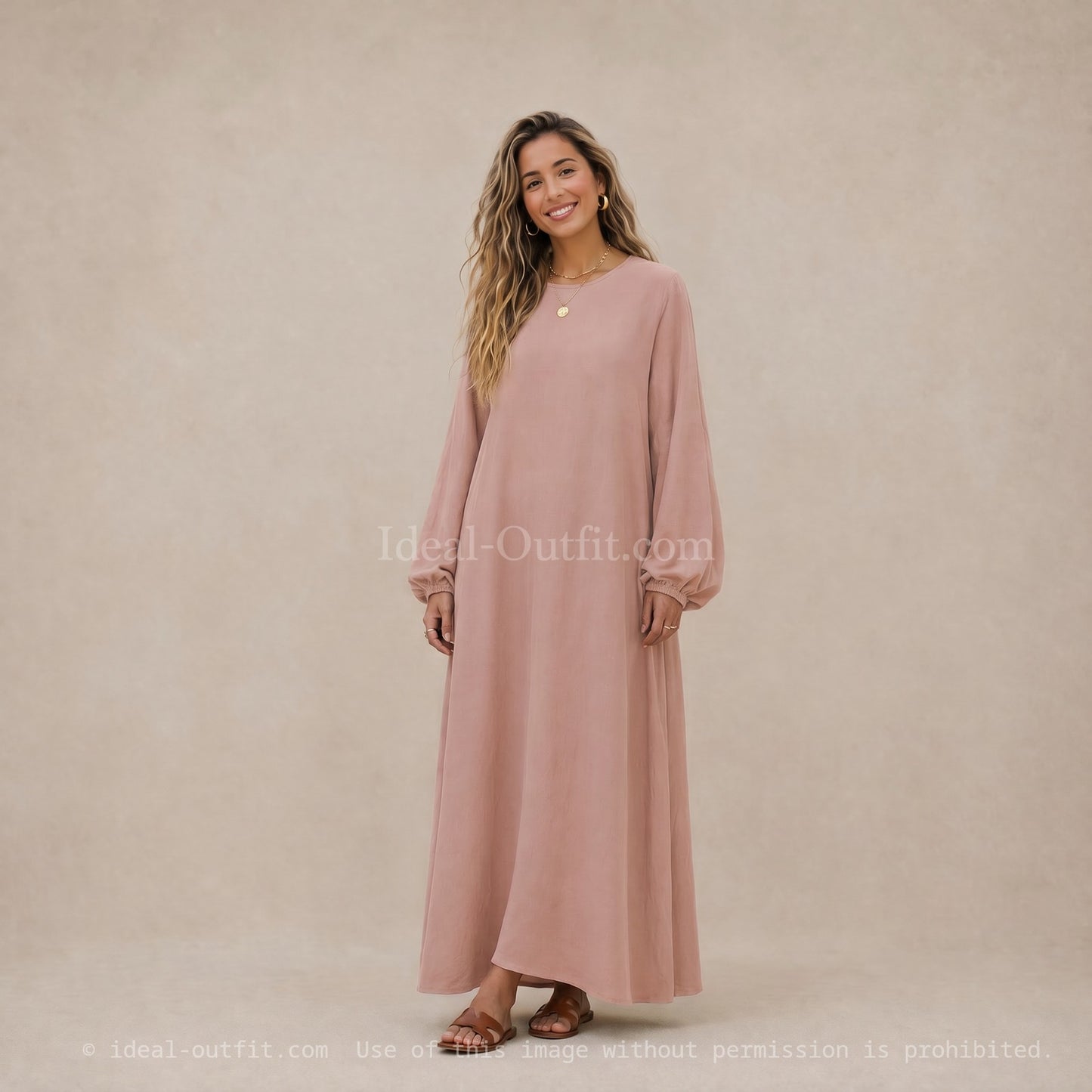 Élégance fluide et infroissable, Robe longue en tissu Jazz, Robe modeste femme, RO2370JAZZ