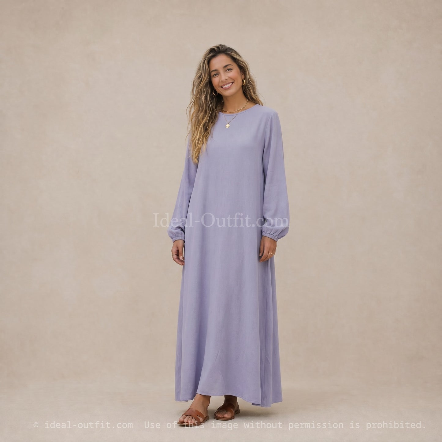 Élégance fluide et infroissable, Robe longue en tissu Jazz, Robe modeste femme, RO2370JAZZ