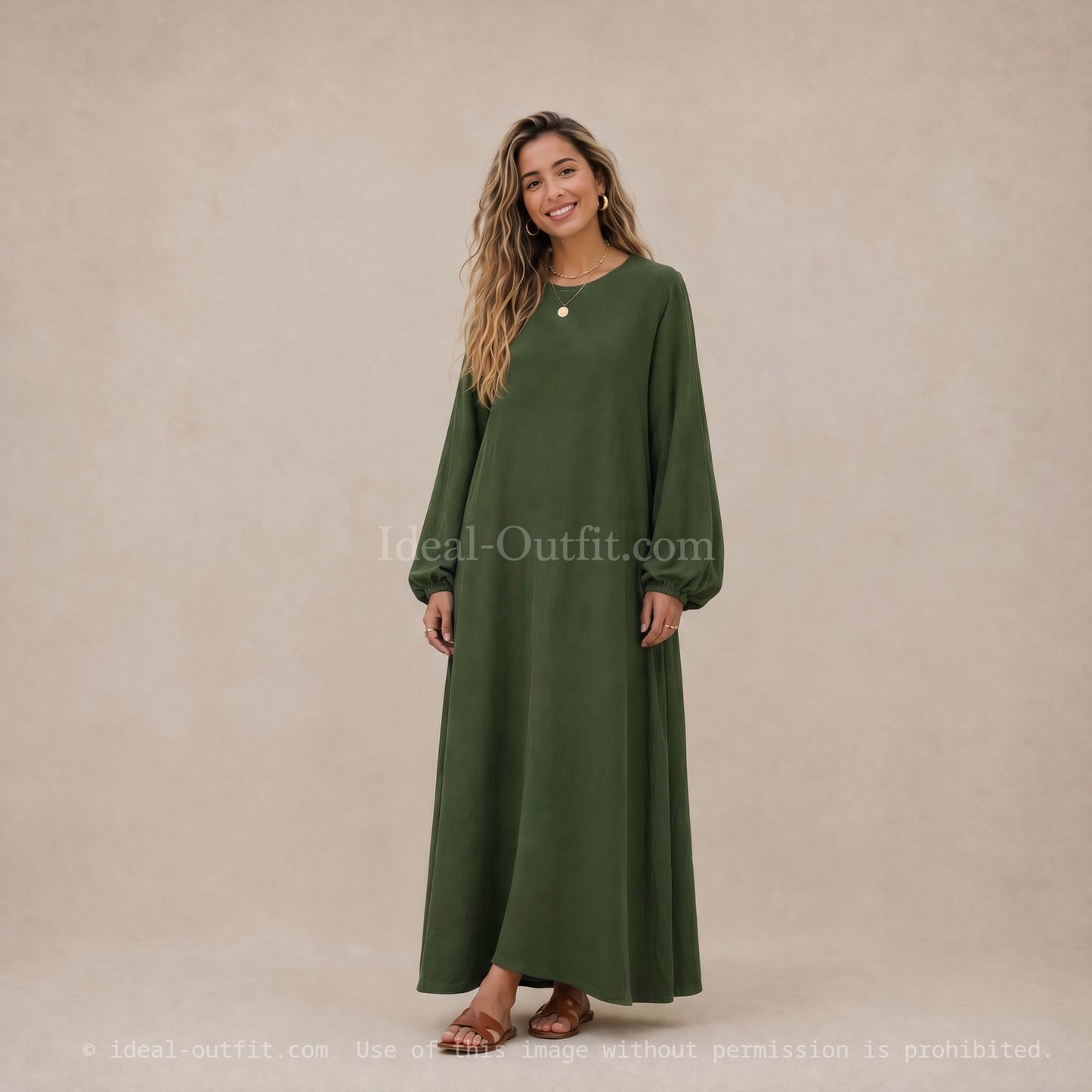 Élégance fluide et infroissable, Robe longue en tissu Jazz, Robe modeste femme, RO2370JAZZ