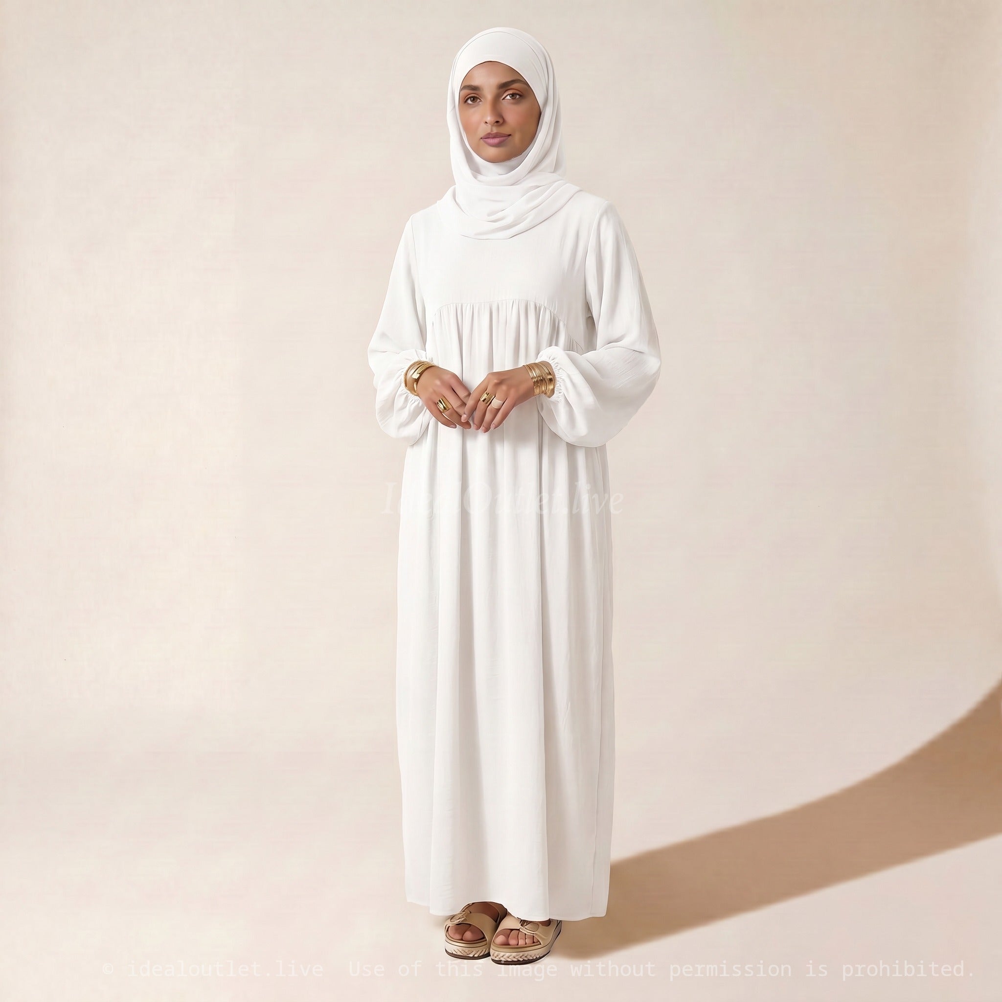 L'Élégance au Quotidien, Abaya Manches Ballon en Tissu Jazz, Chic et Mastour, 2379JZ