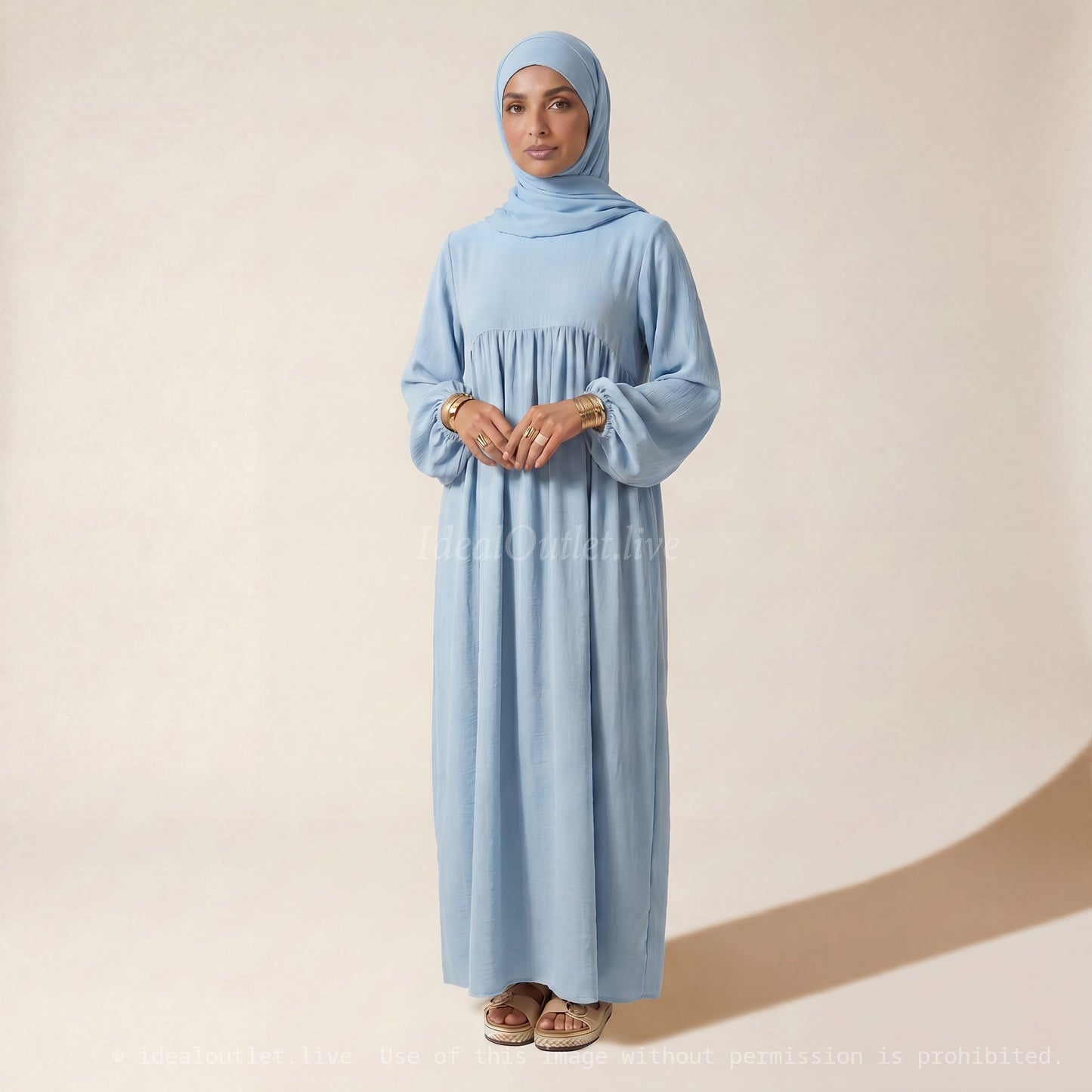 L'Élégance au Quotidien, Abaya Manches Ballon en Tissu Jazz, Chic et Mastour, 2379JZ