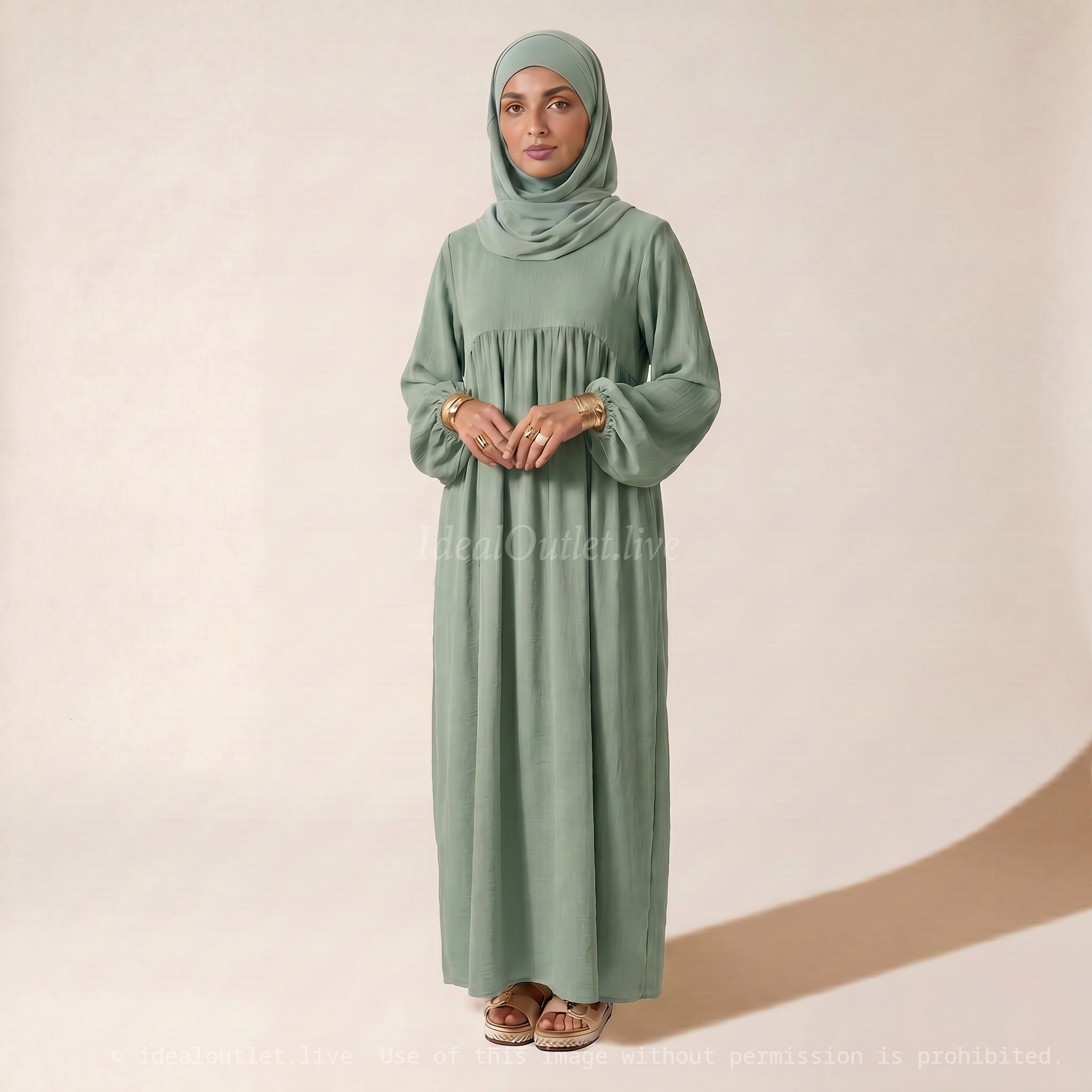 L'Élégance au Quotidien, Abaya Manches Ballon en Tissu Jazz, Chic et Mastour, 2379JZ