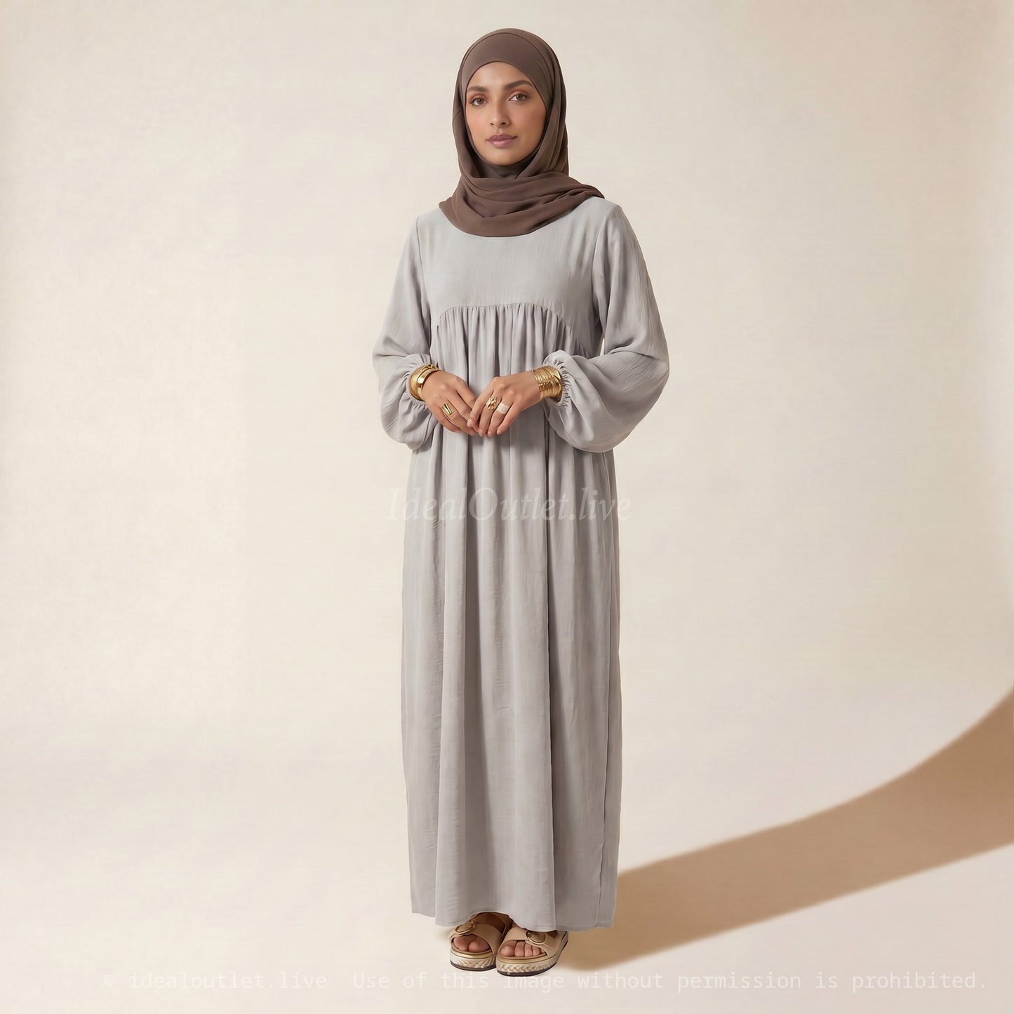 L'Élégance au Quotidien, Abaya Manches Ballon en Tissu Jazz, Chic et Mastour, 2379JZ