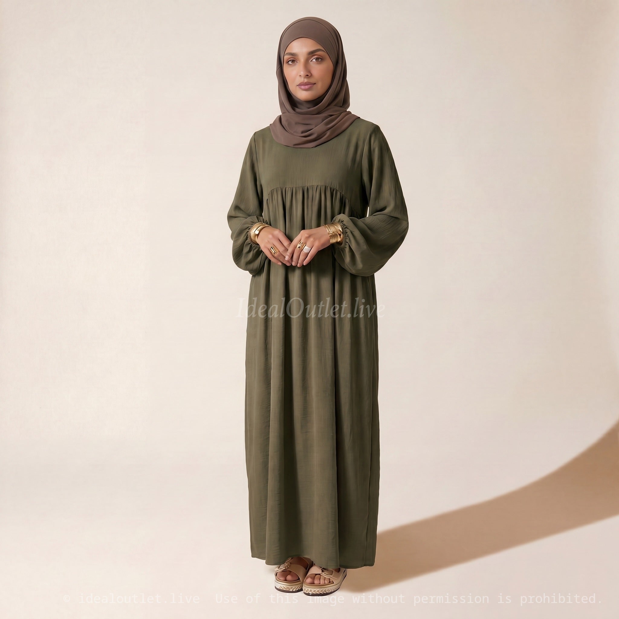 L'Élégance au Quotidien, Abaya Manches Ballon en Tissu Jazz, Chic et Mastour, 2379JZ