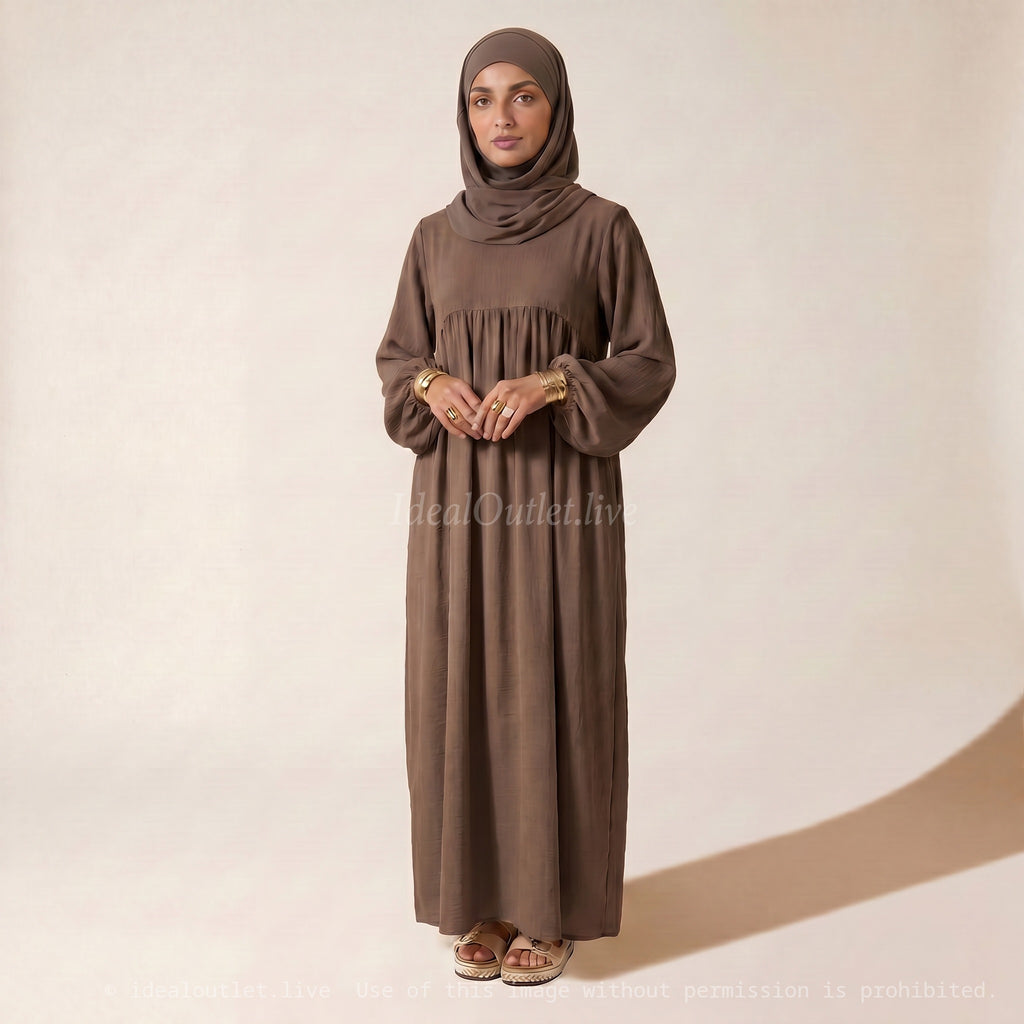L'Élégance au Quotidien, Abaya Manches Ballon en Tissu Jazz, Chic et Mastour, 2379JZ