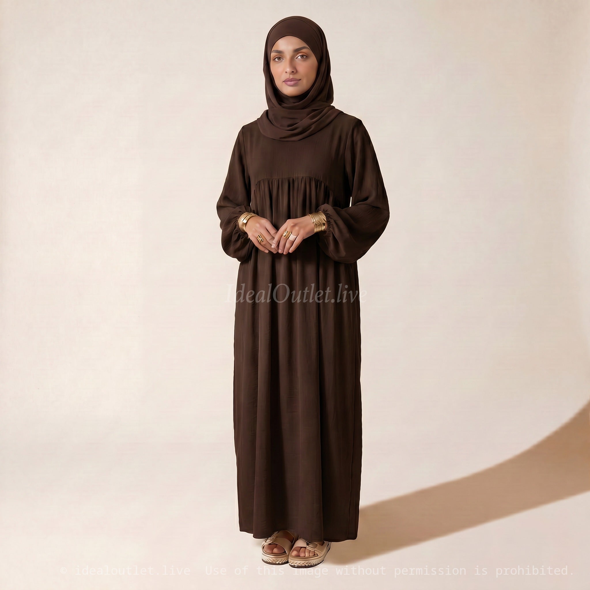 L'Élégance au Quotidien, Abaya Manches Ballon en Tissu Jazz, Chic et Mastour, 2379JZ