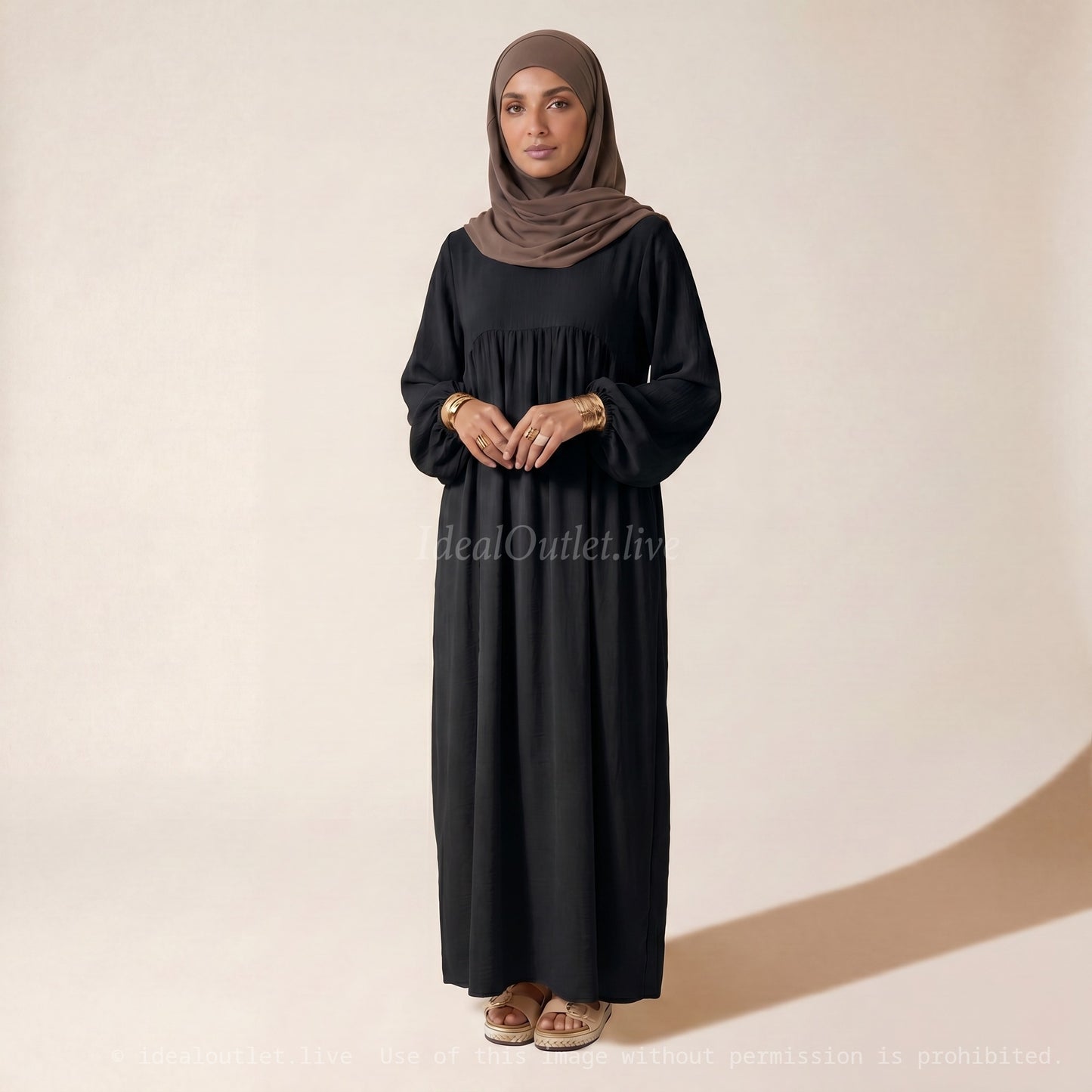 L'Élégance au Quotidien, Abaya Manches Ballon en Tissu Jazz, Chic et Mastour, 2379JZ