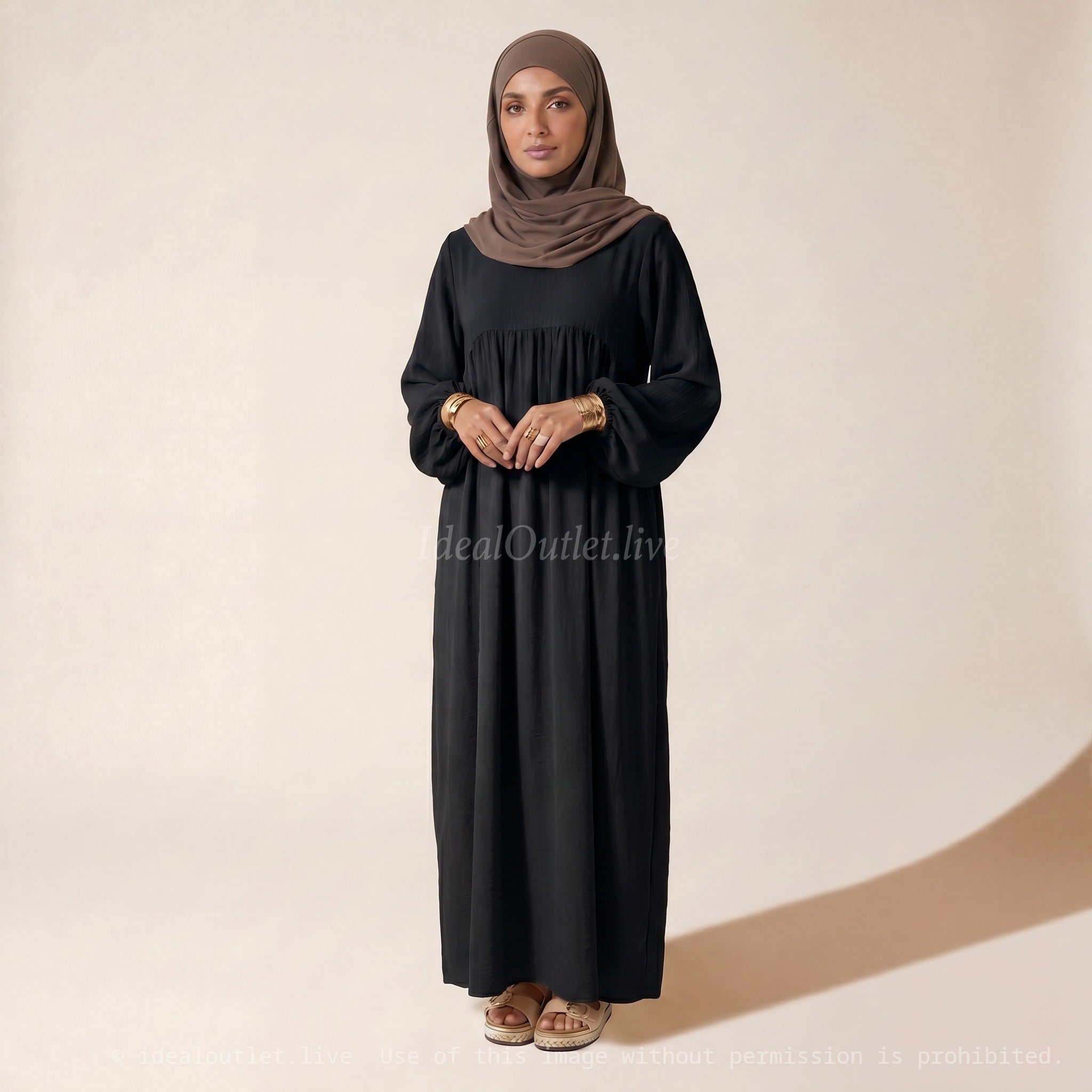 L'Élégance au Quotidien, Abaya Manches Ballon en Tissu Jazz, Chic et Mastour, 2379JZ