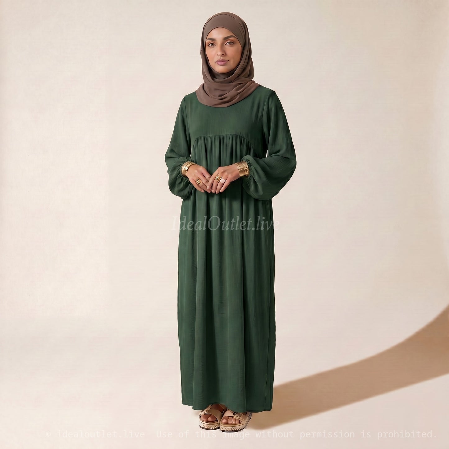 L'Élégance au Quotidien, Abaya Manches Ballon en Tissu Jazz, Chic et Mastour, 2379JZ