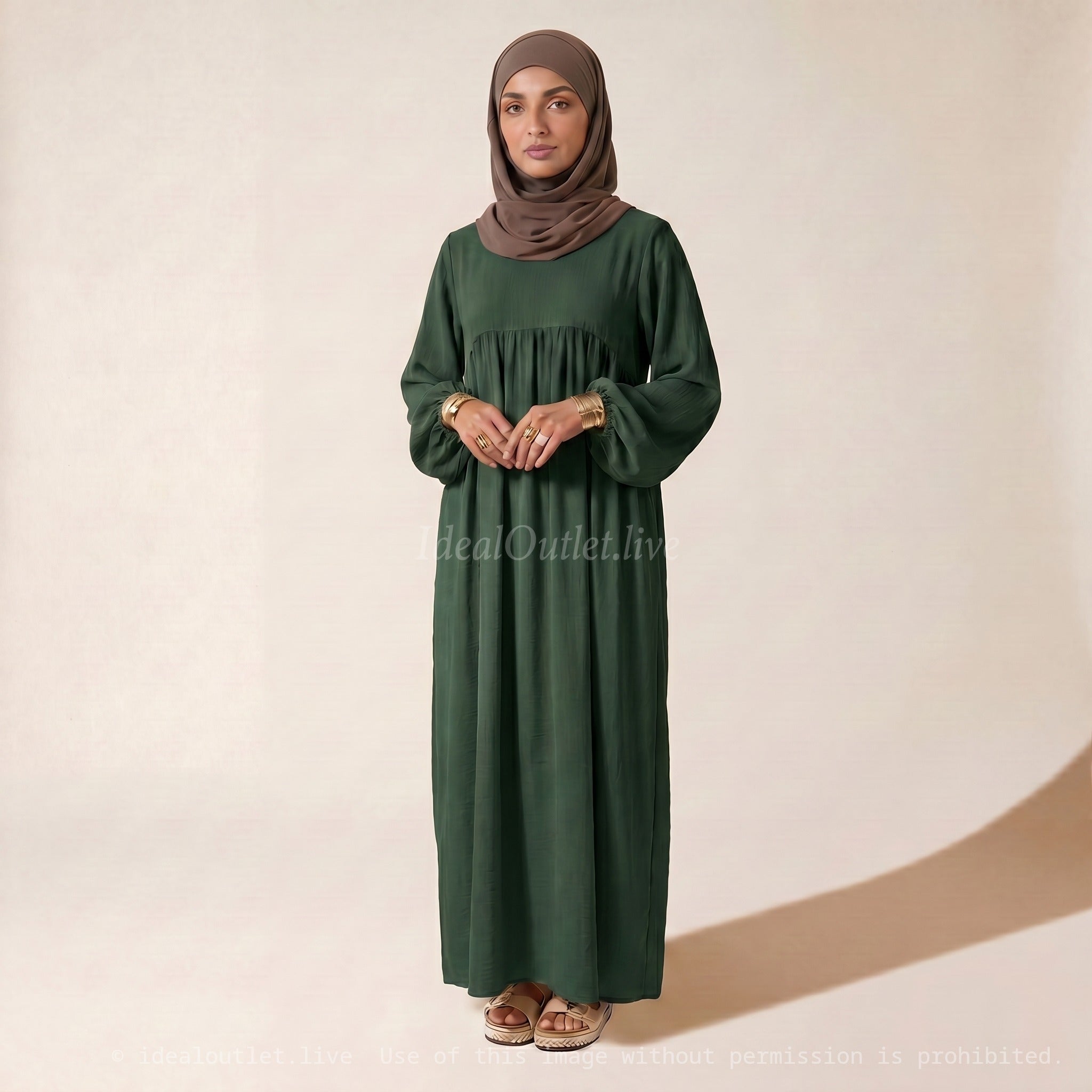 L'Élégance au Quotidien, Abaya Manches Ballon en Tissu Jazz, Chic et Mastour, 2379JZ