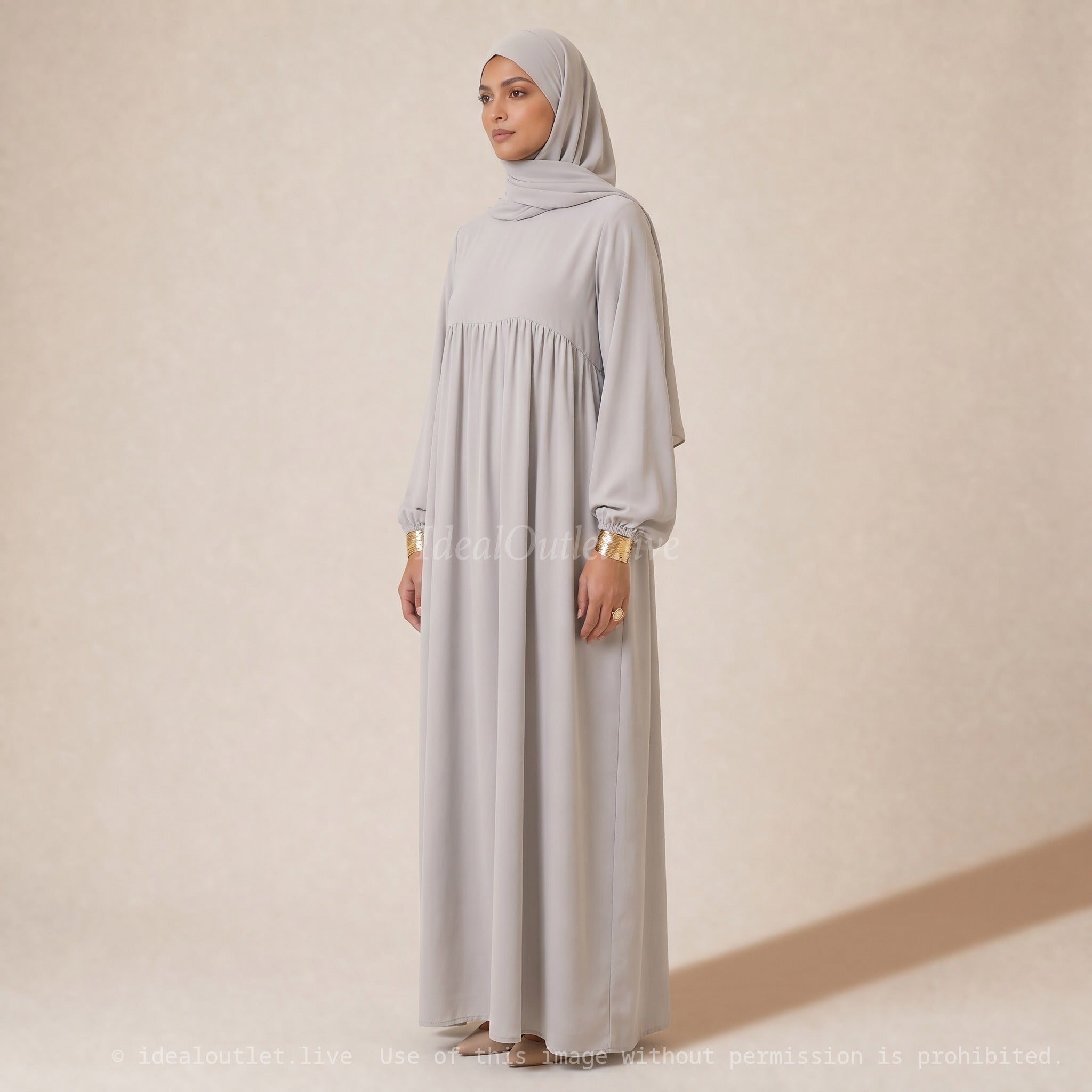 Élégance et pudeur absolues, Ensemble Robe Longue et Hijab, Prêt-à-porter Modest Fashion, RO2379PK