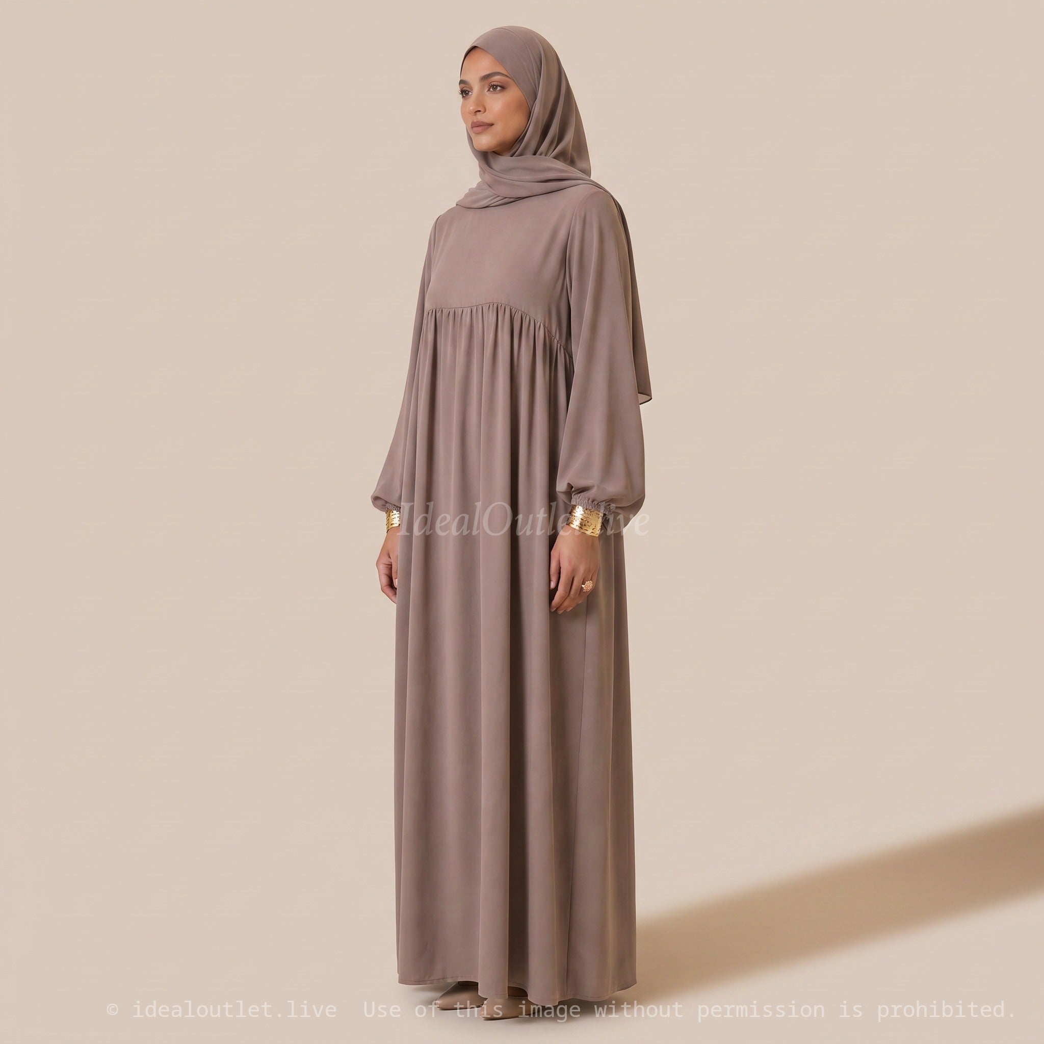 Élégance et pudeur absolues, Ensemble Robe Longue et Hijab, Prêt-à-porter Modest Fashion, RO2379PK