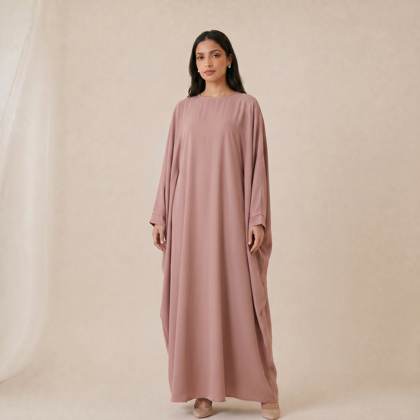 Abaya longue femme REF: Ro2389pk - taille ajustable selon la silhouette - élégante et classe pour vos occasions
