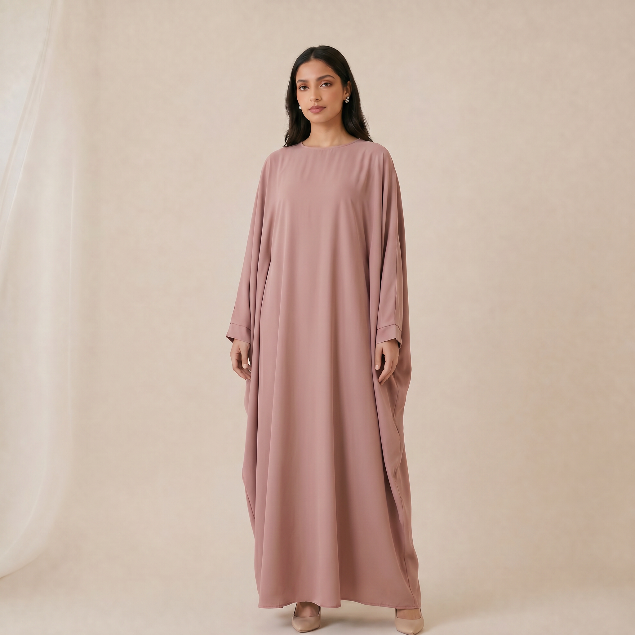 Abaya longue femme REF: Ro2389pk - taille ajustable selon la silhouette - élégante et classe pour vos occasions
