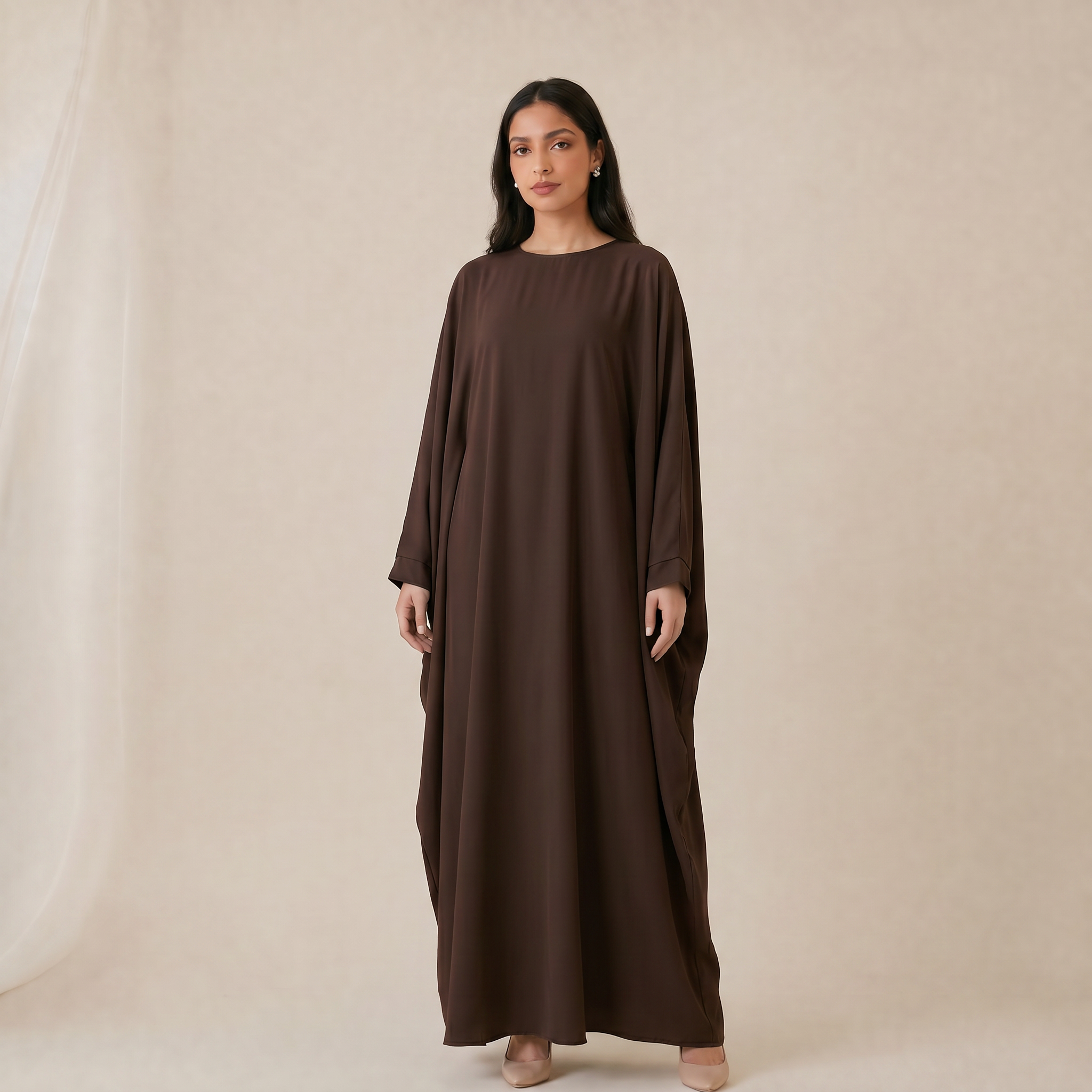 Abaya longue femme REF: Ro2389pk - taille ajustable selon la silhouette - élégante et classe pour vos occasions