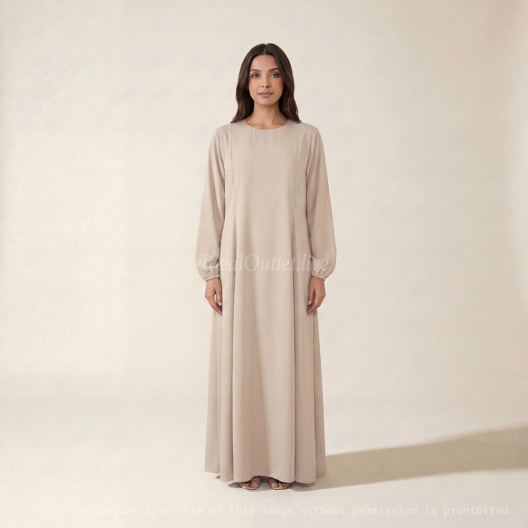 Abaya d'allaitement en soie de Medine ouvertures zip REF:RO2508PK - doux et fluide facilitant l’allaitement en toute discrétion.