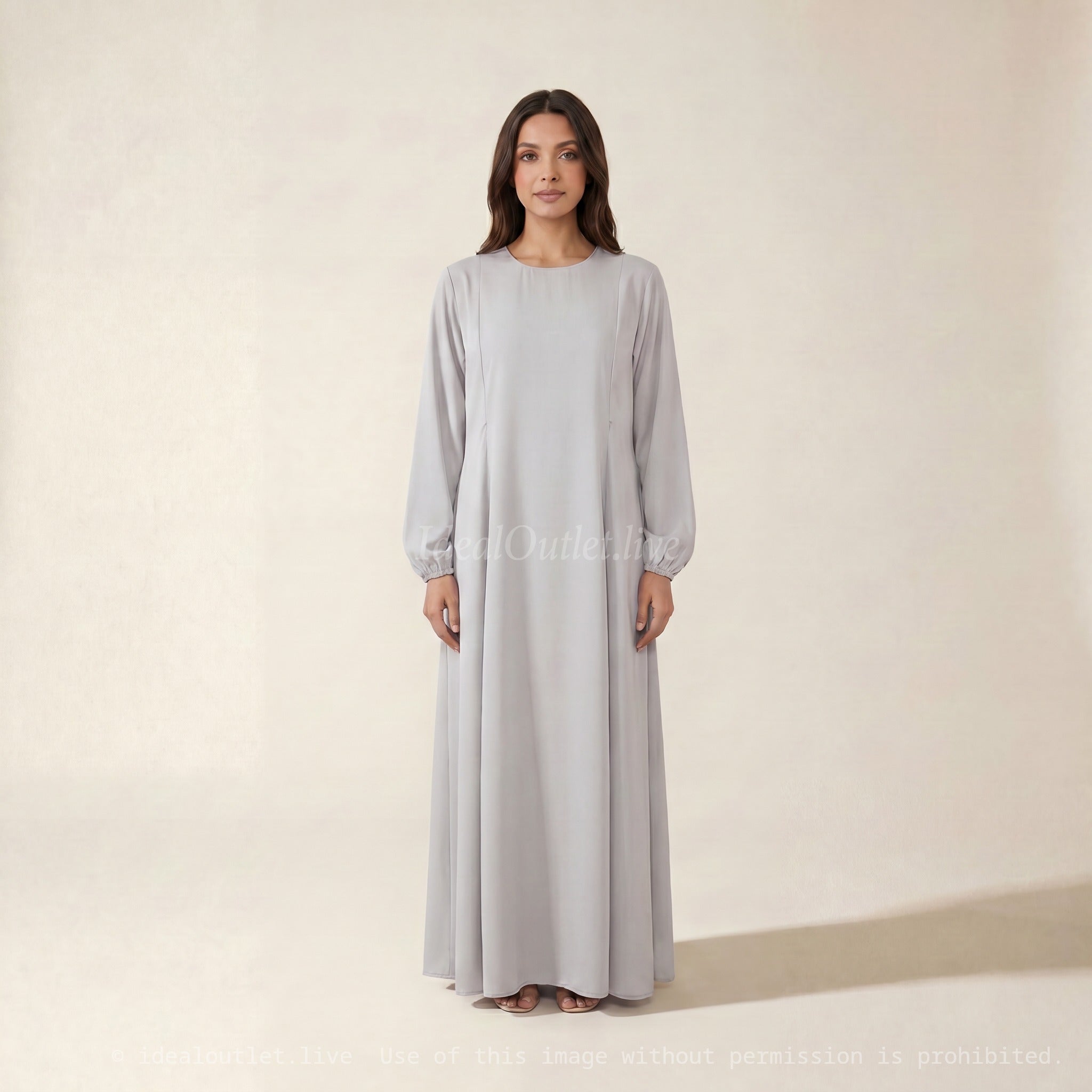 Abaya d'allaitement en soie de Medine ouvertures zip REF:RO2508PK - doux et fluide facilitant l’allaitement en toute discrétion.